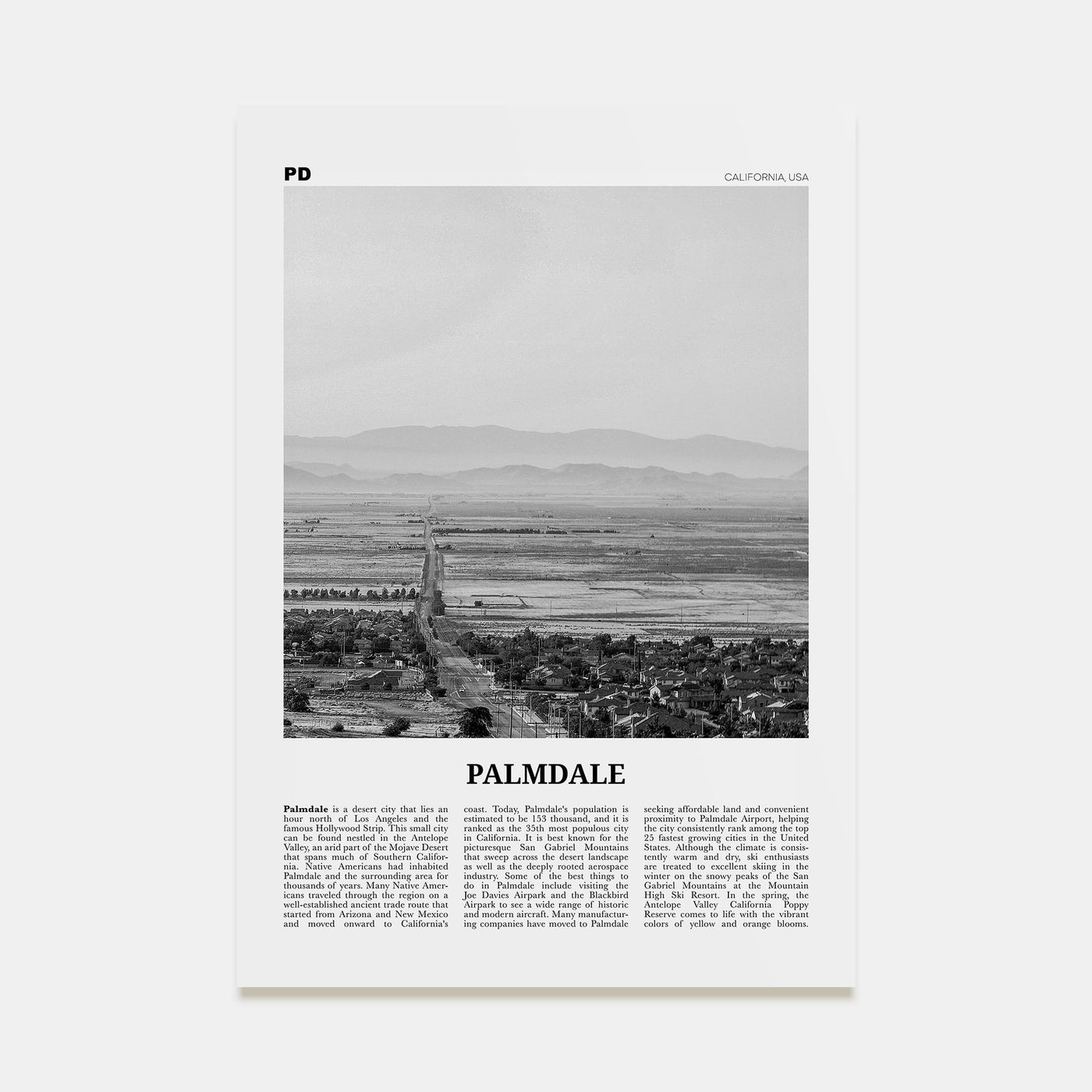 Palmdale Travel B&W Poster