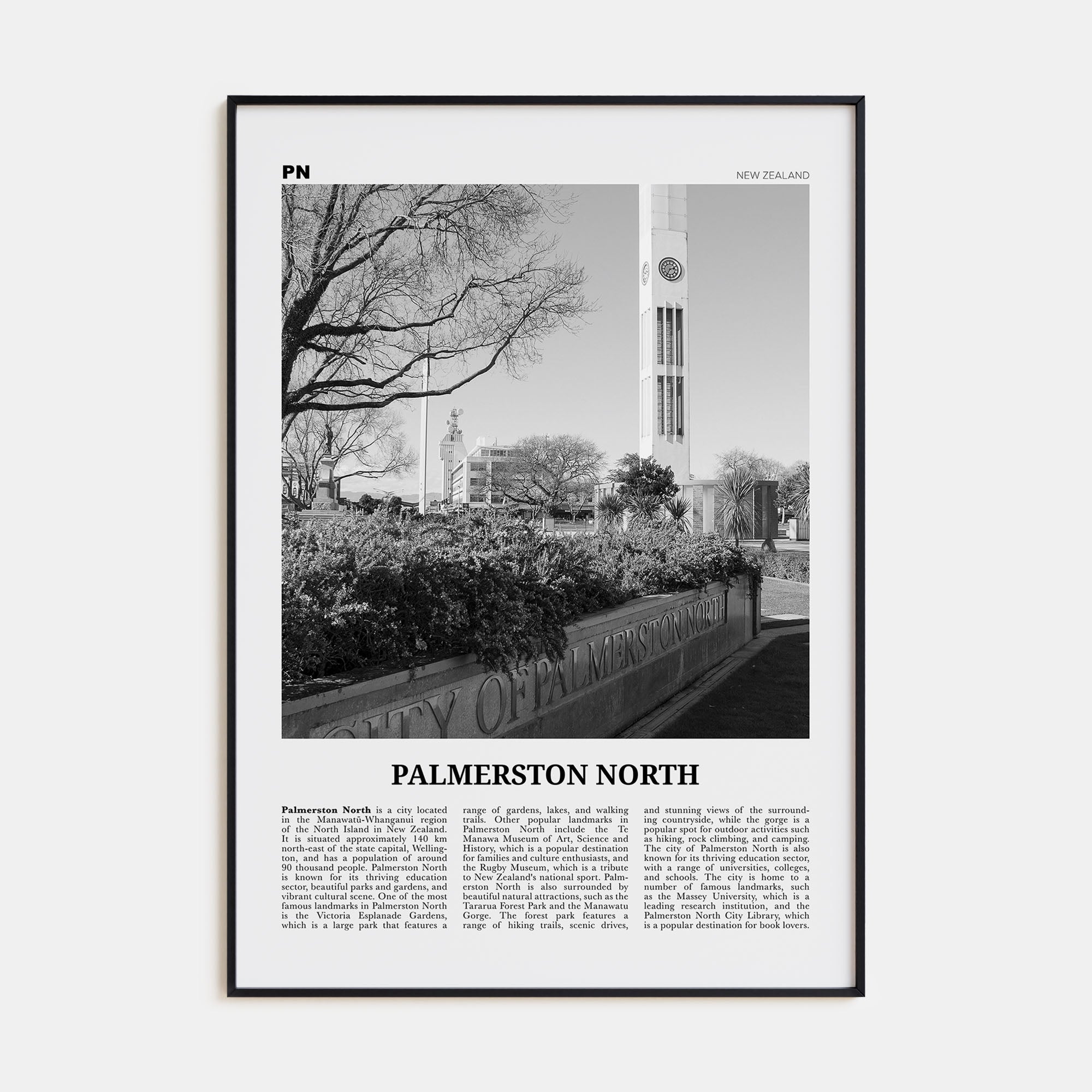 Palmerston North Travel B&W Poster