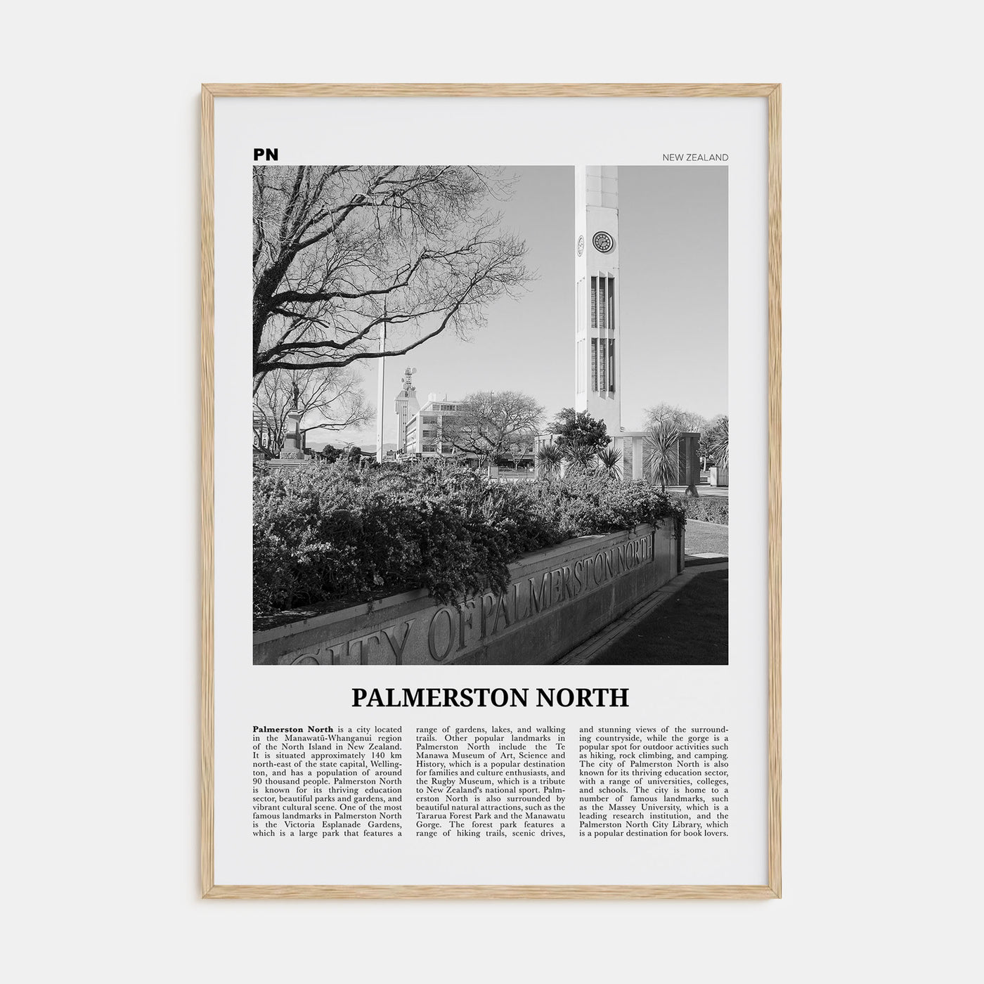 Palmerston North Travel B&W Poster