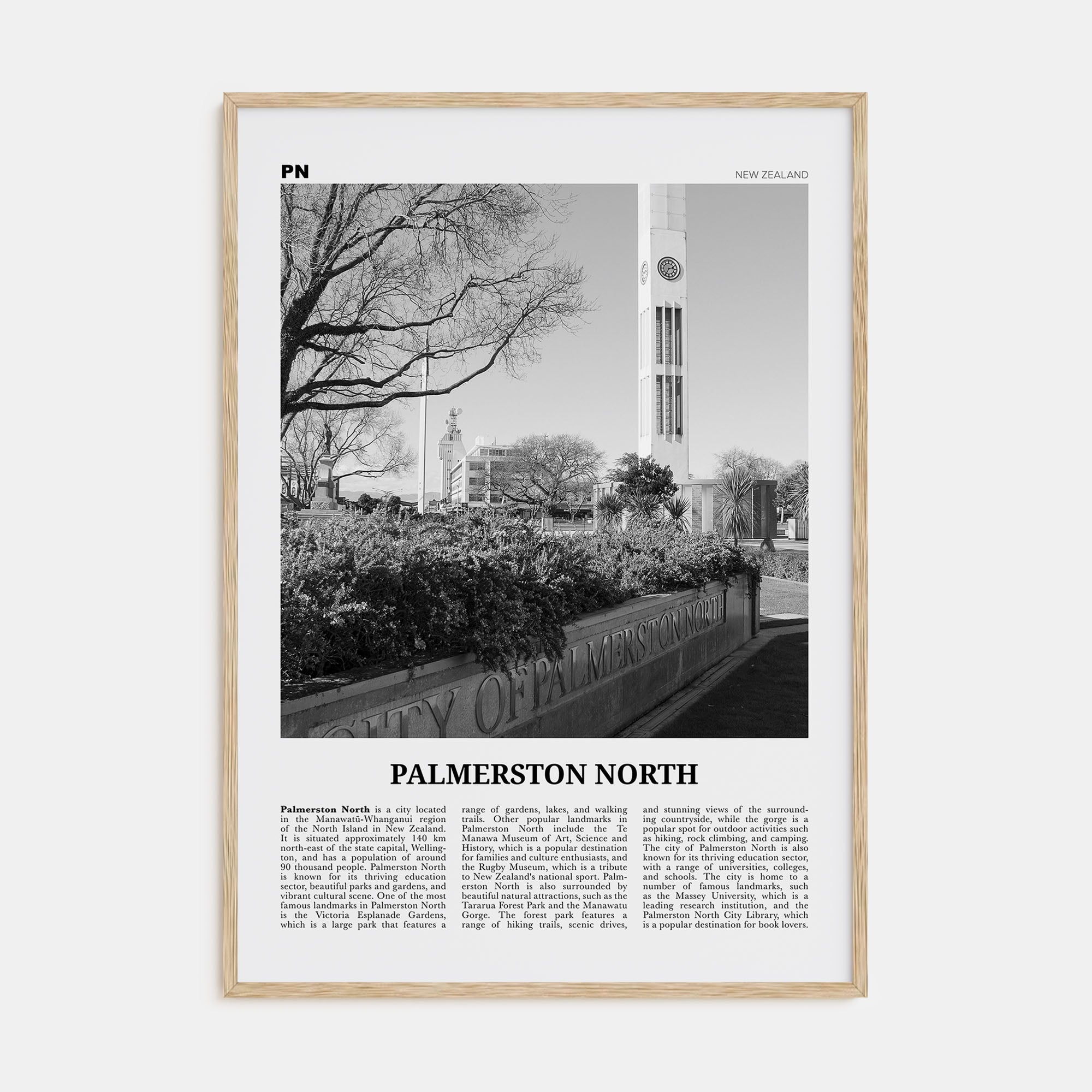 Palmerston North Travel B&W Poster
