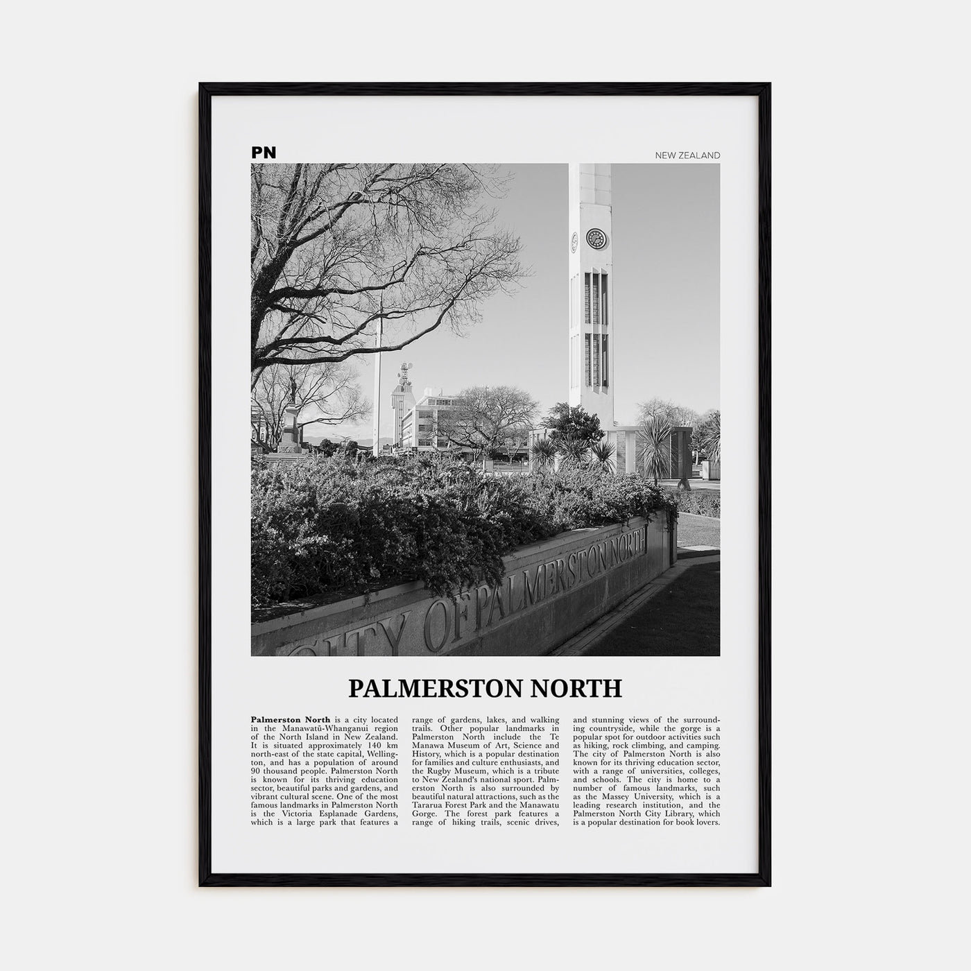 Palmerston North Travel B&W Poster