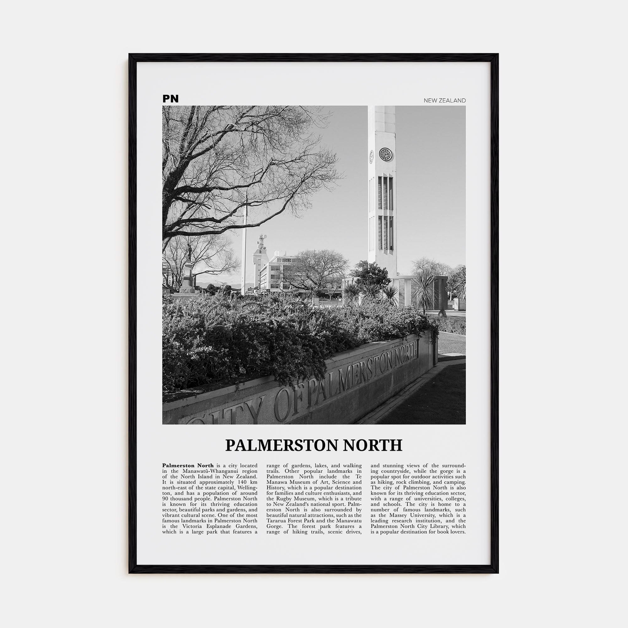 Palmerston North Travel B&W Poster