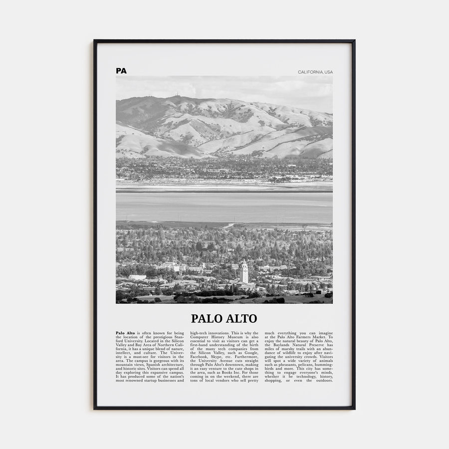 Palo Alto Travel B&W Poster