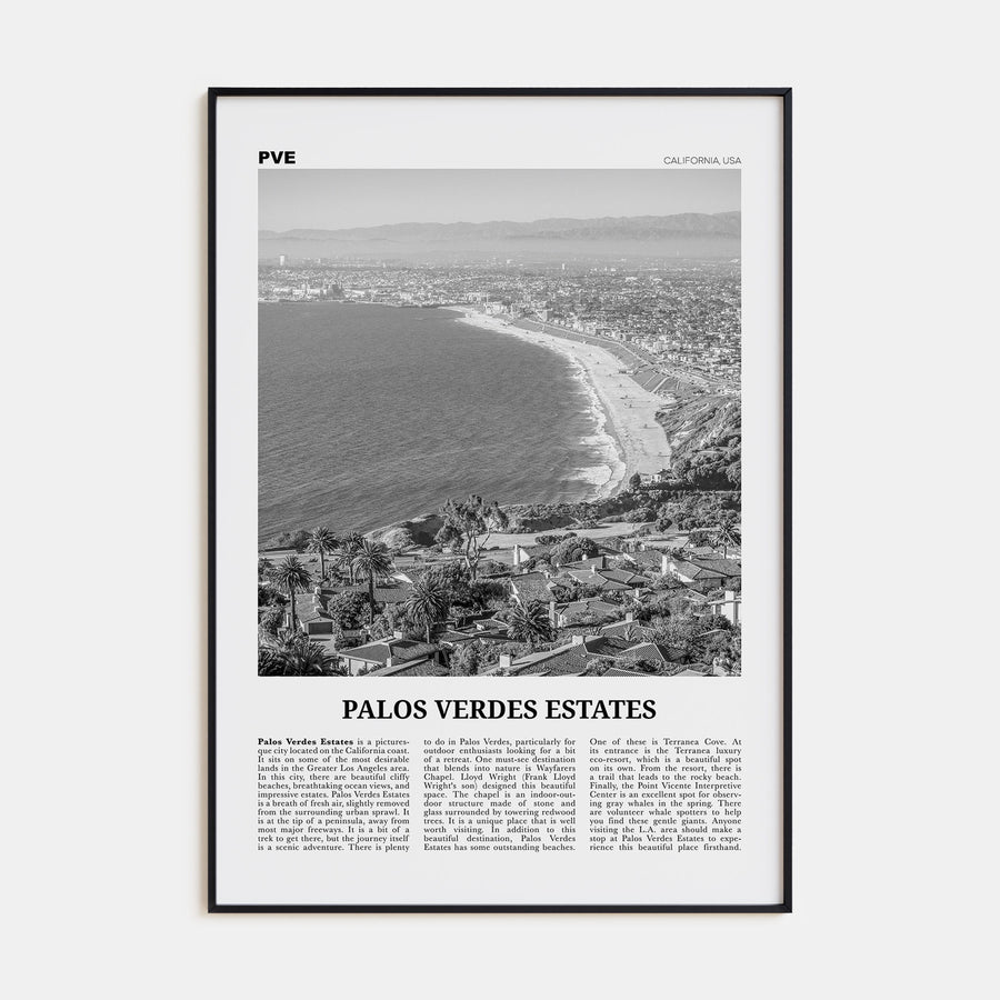 Palos Verdes Estates Travel B&W Poster
