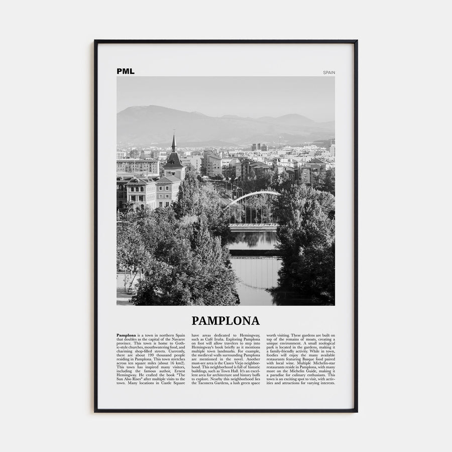 Pamplona Travel B&W Poster