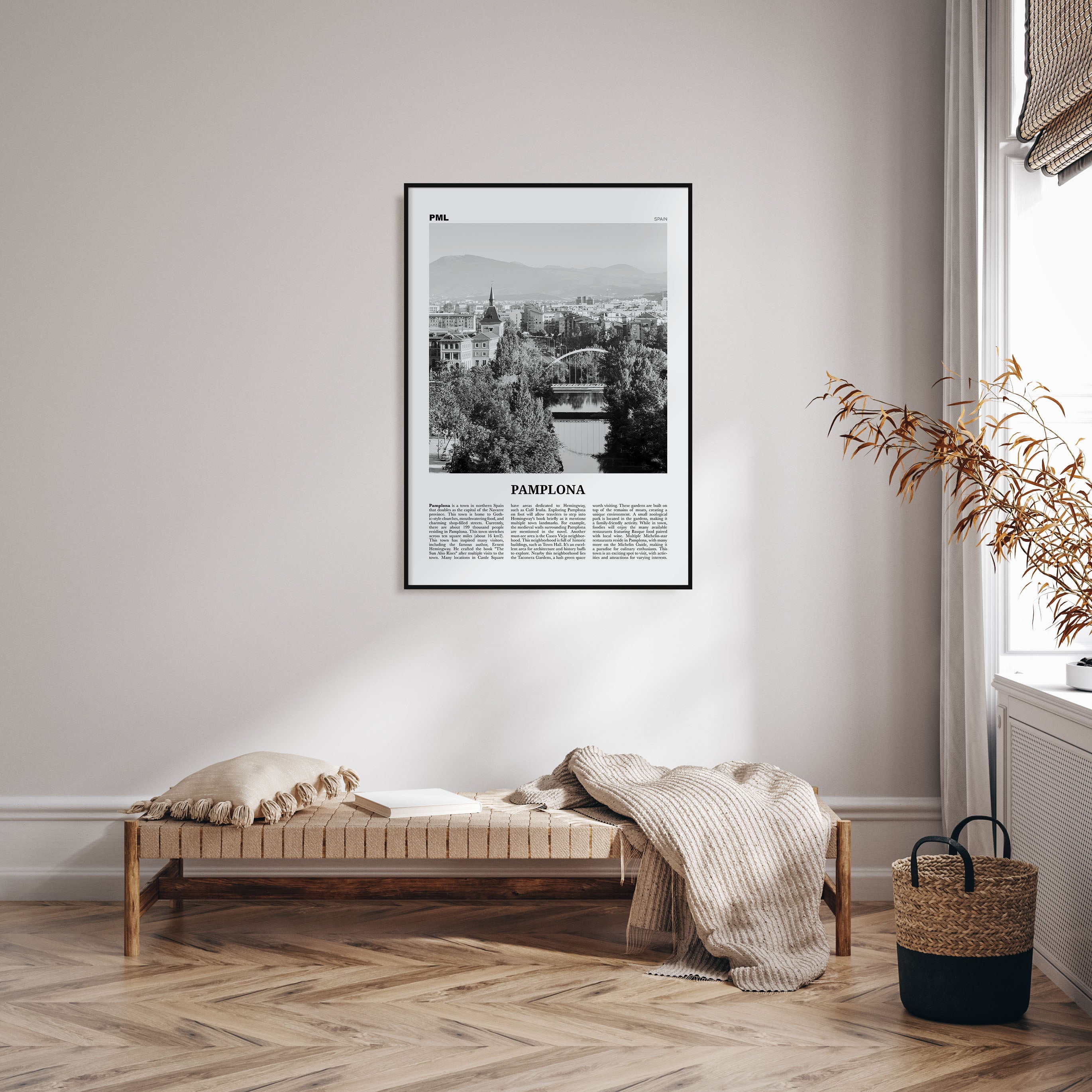 Pamplona Travel B&W Poster