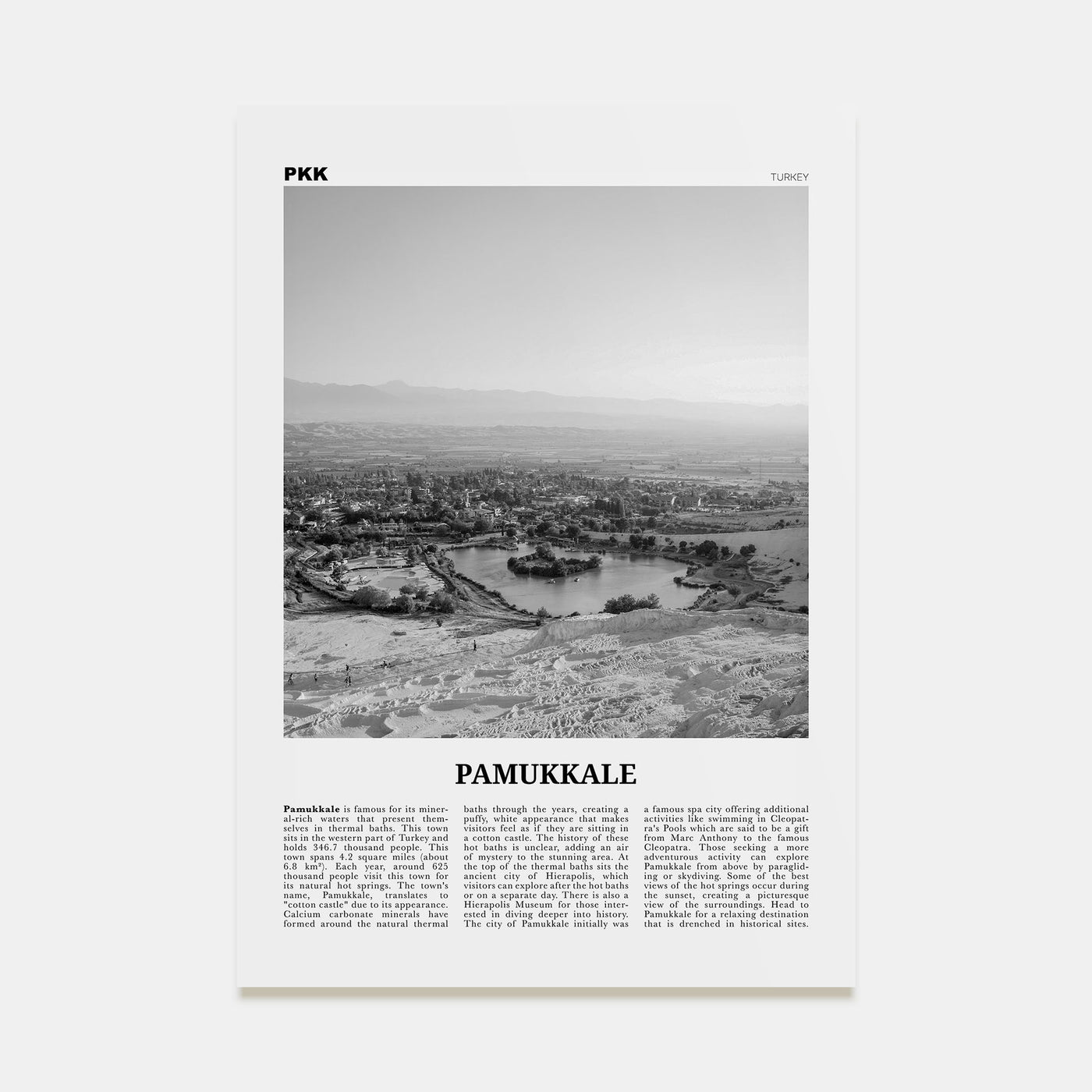 Pamukkale Travel B&W Poster