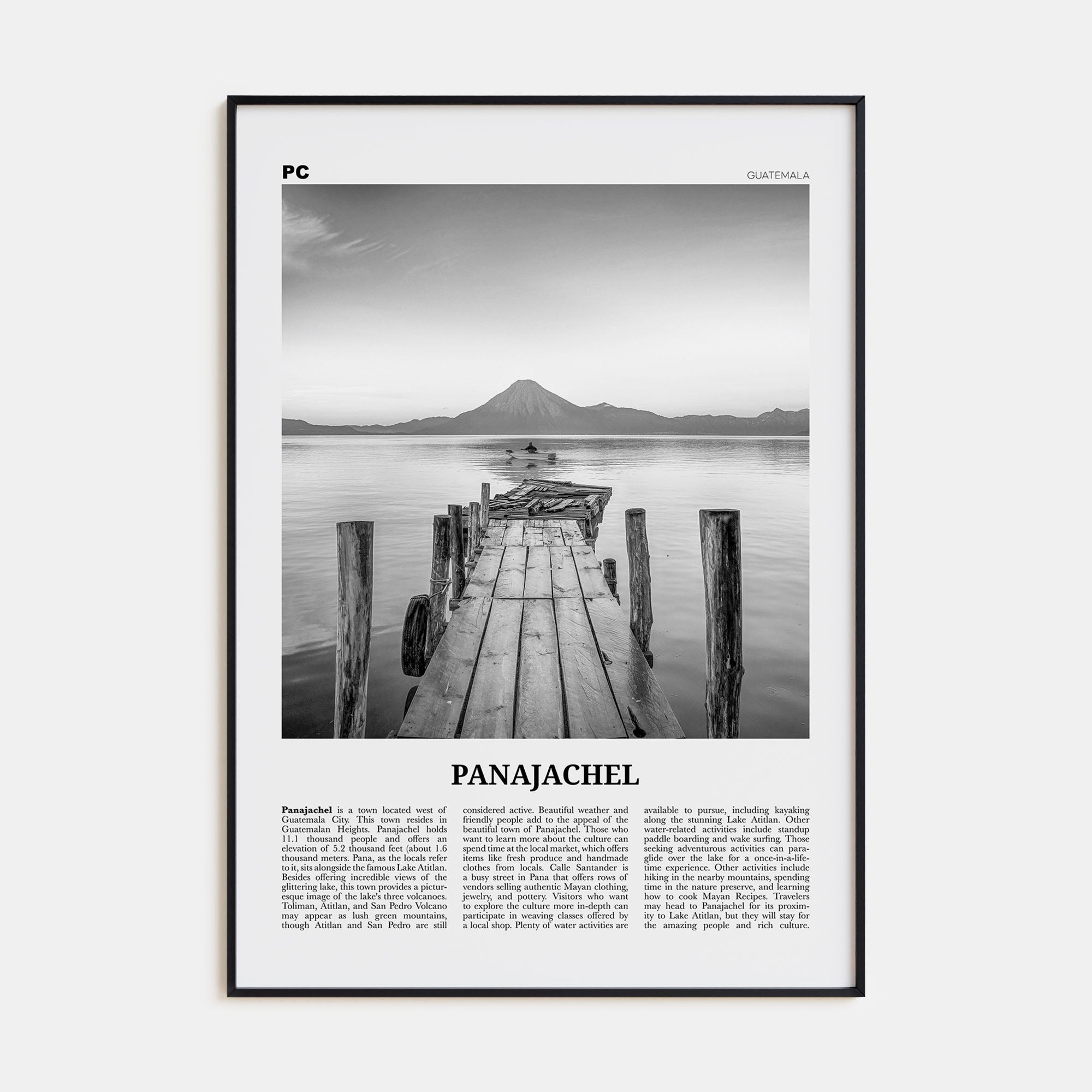 Panajachel Travel B&W Poster