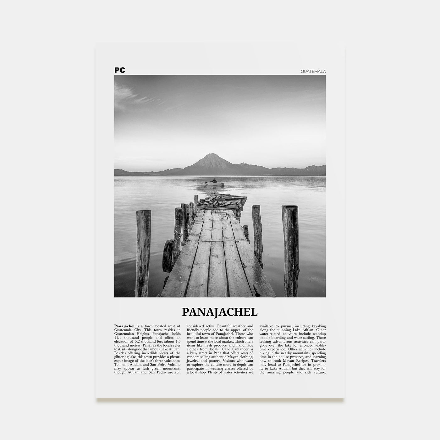 Panajachel Travel B&W Poster