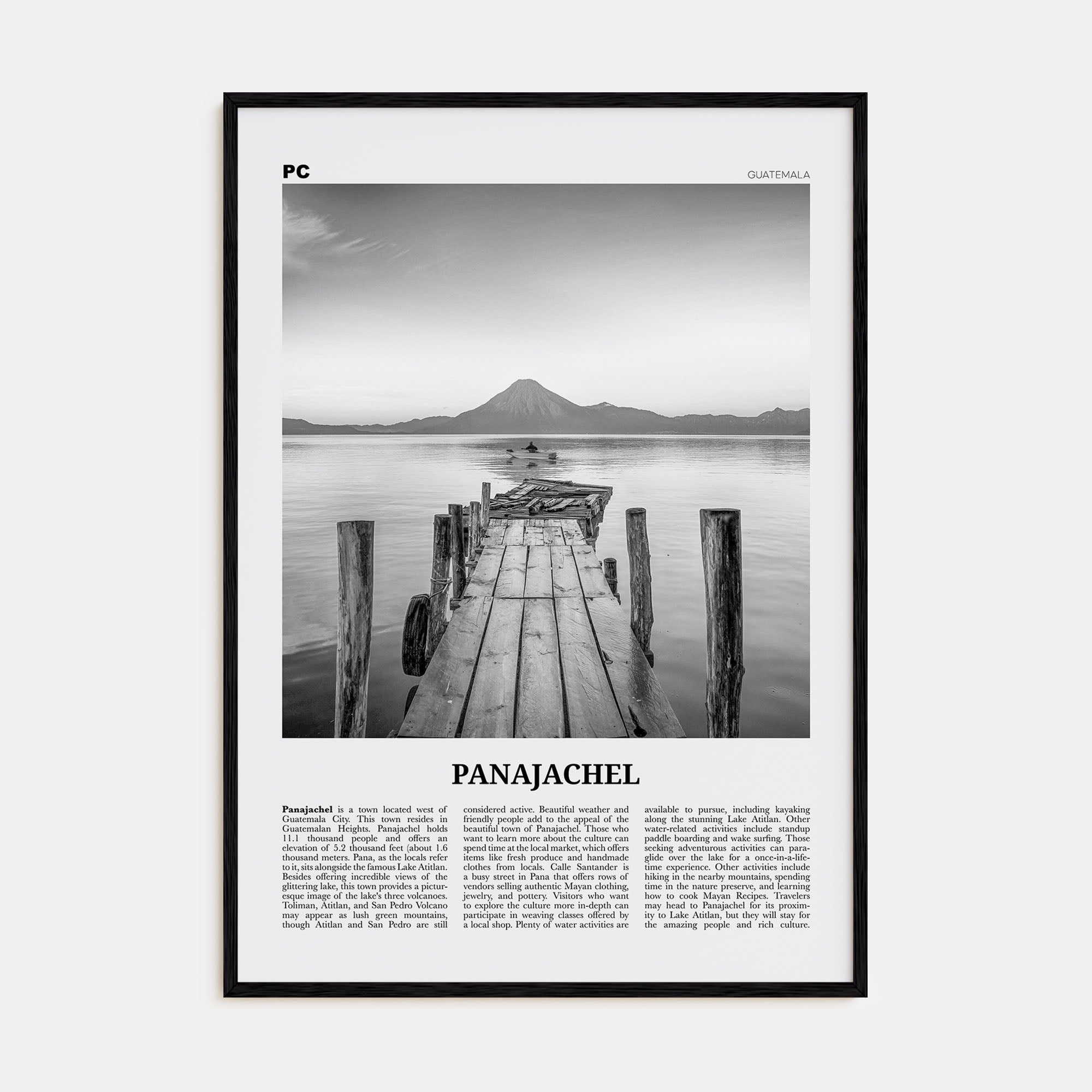 Panajachel Travel B&W Poster