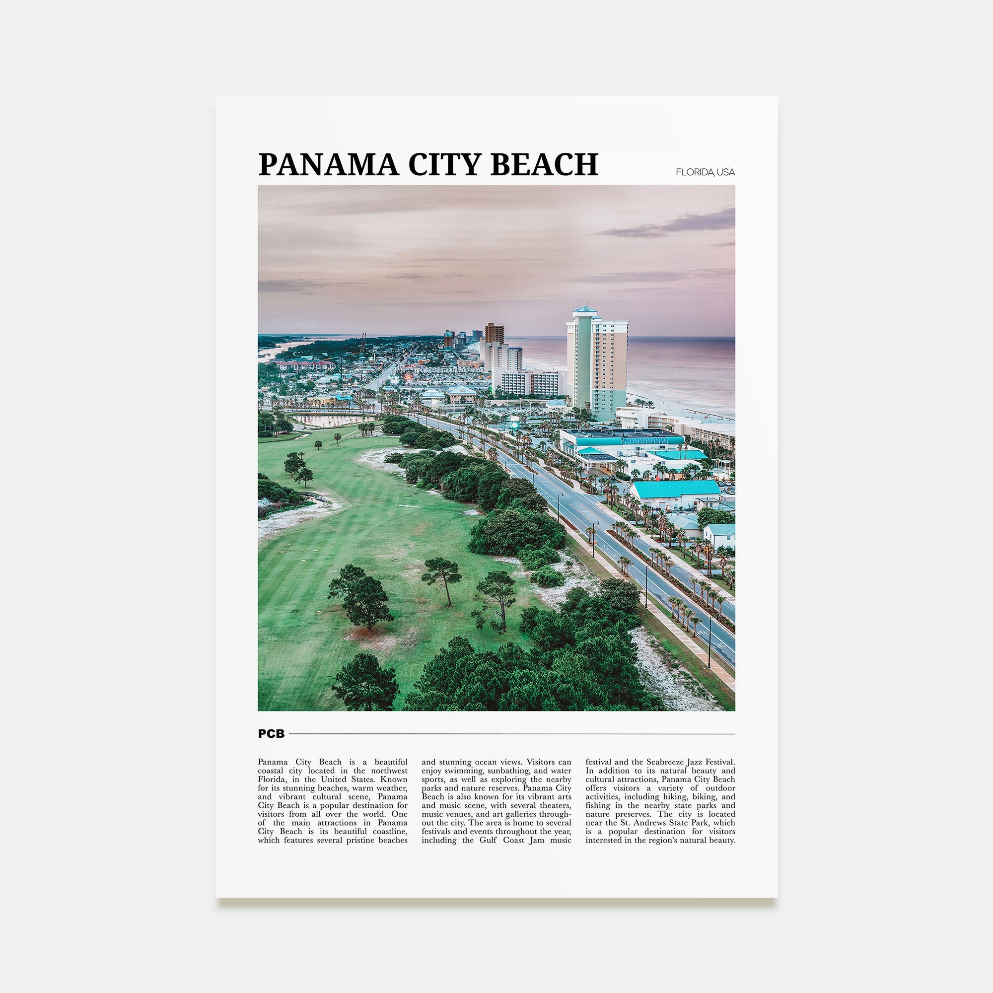 Panama City Beach, Florida Travel Color Poster