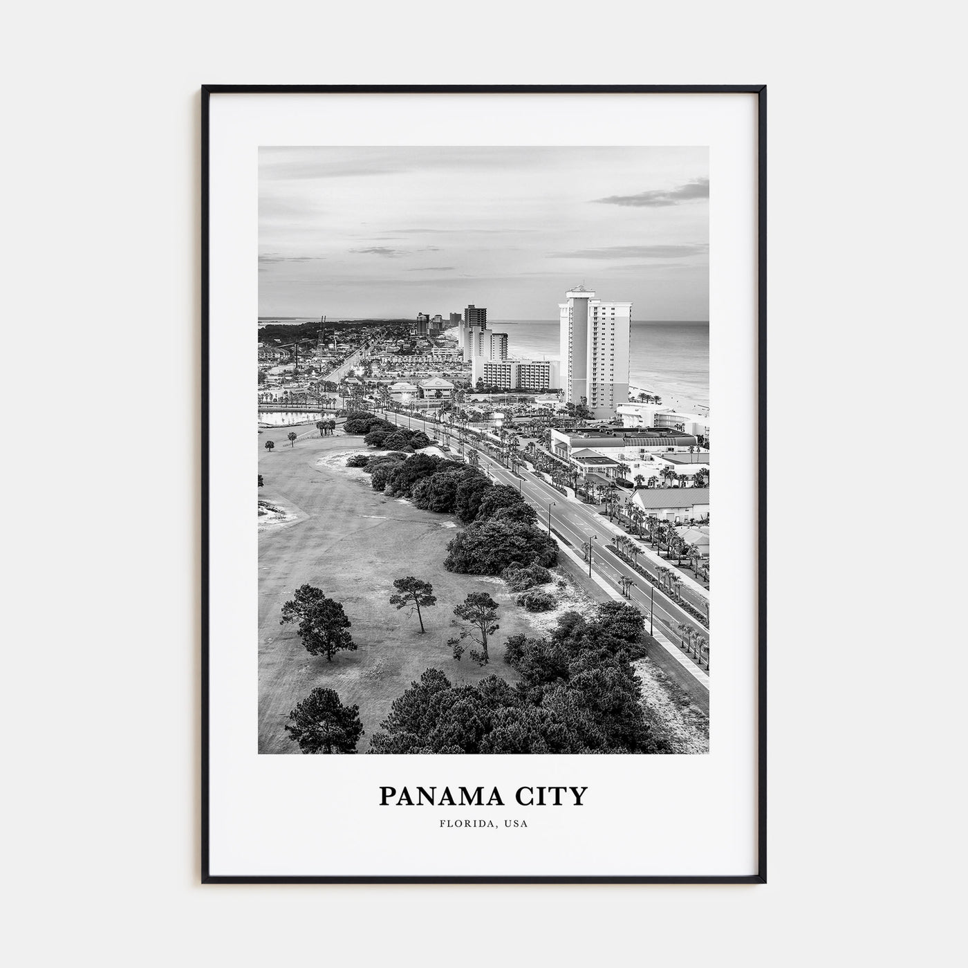 Panama City, Florida Portrait B&W Poster