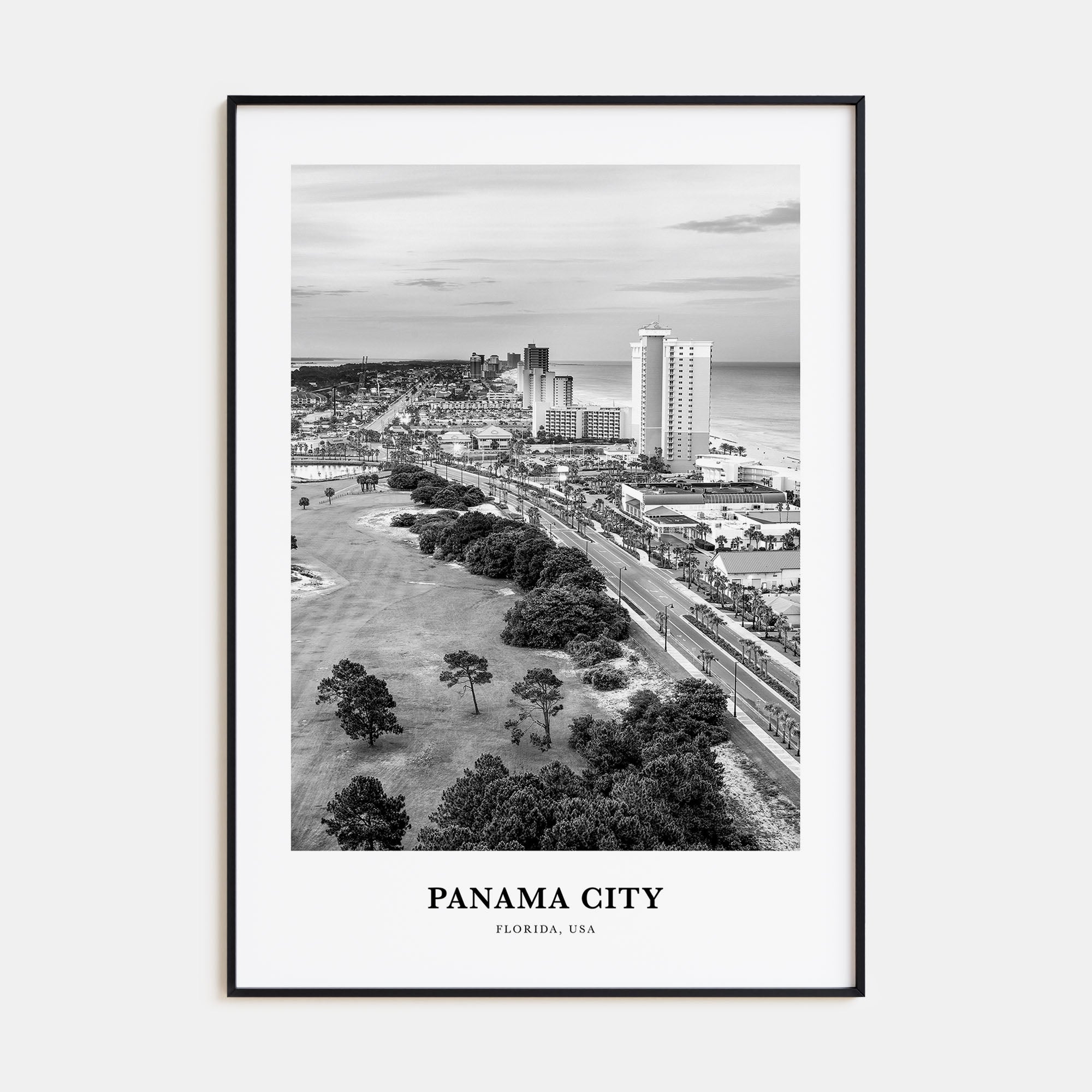 Panama City, Florida Portrait B&W Poster