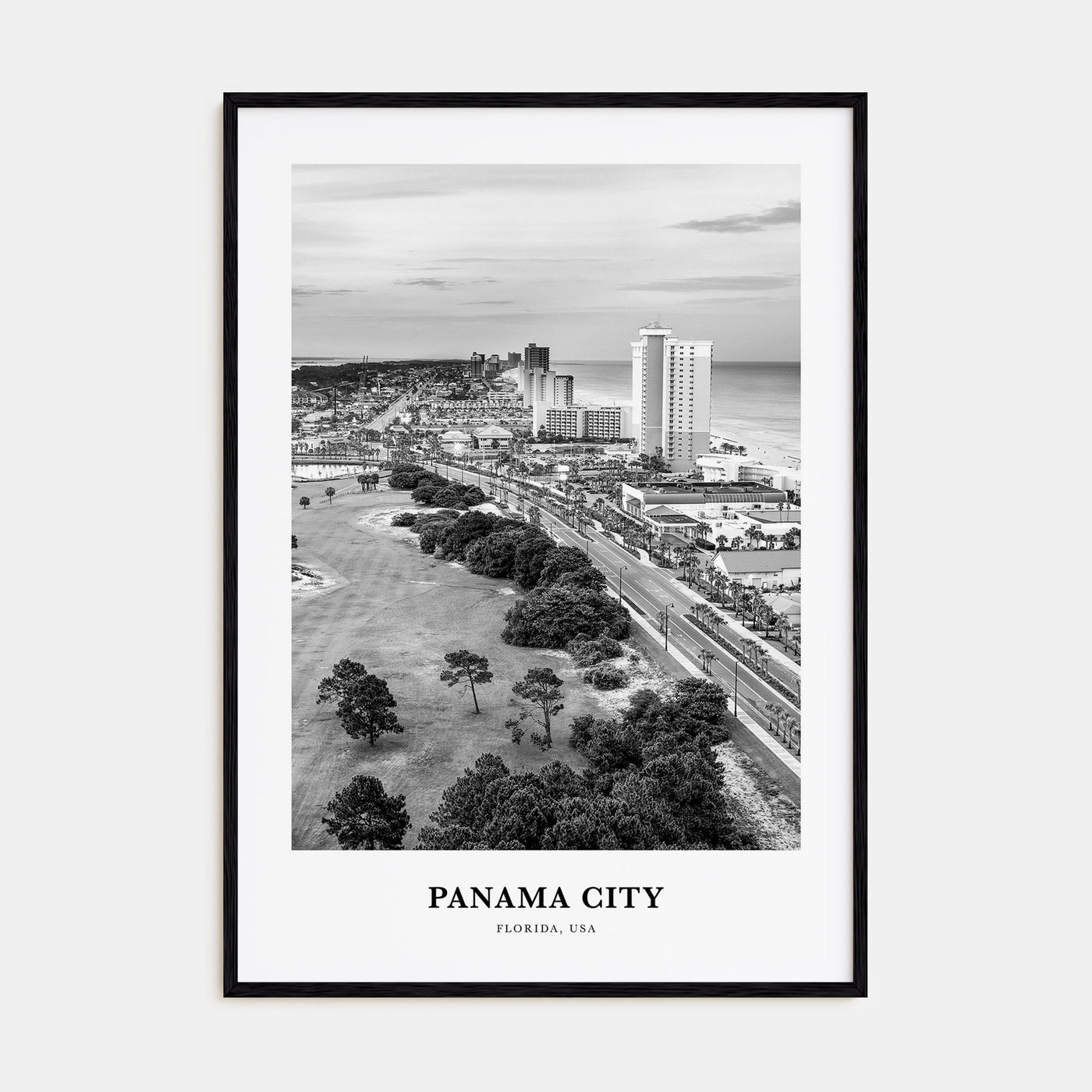 Panama City, Florida Portrait B&W Poster
