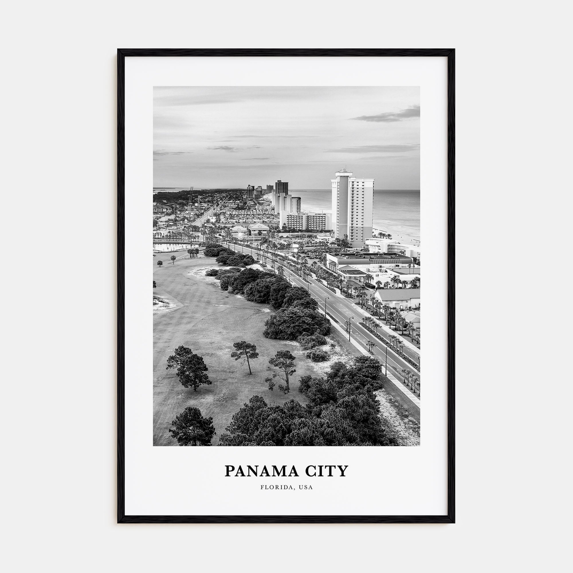 Panama City, Florida Portrait B&W Poster