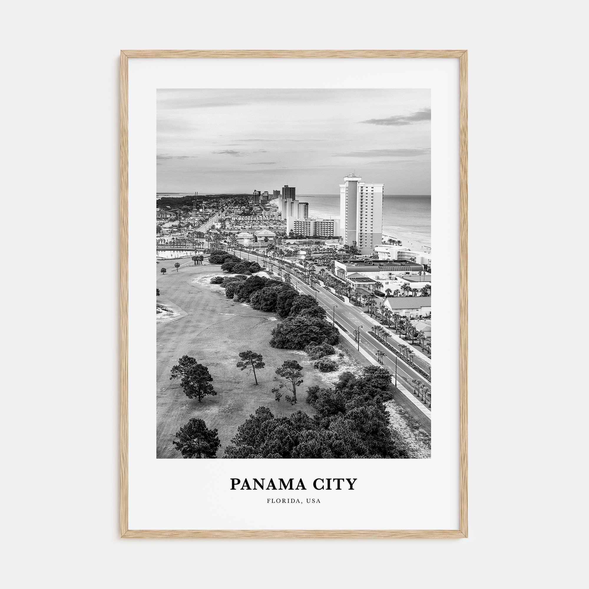 Panama City, Florida Portrait B&W Poster