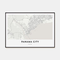 Panama City, Panama Map Landscape Poster