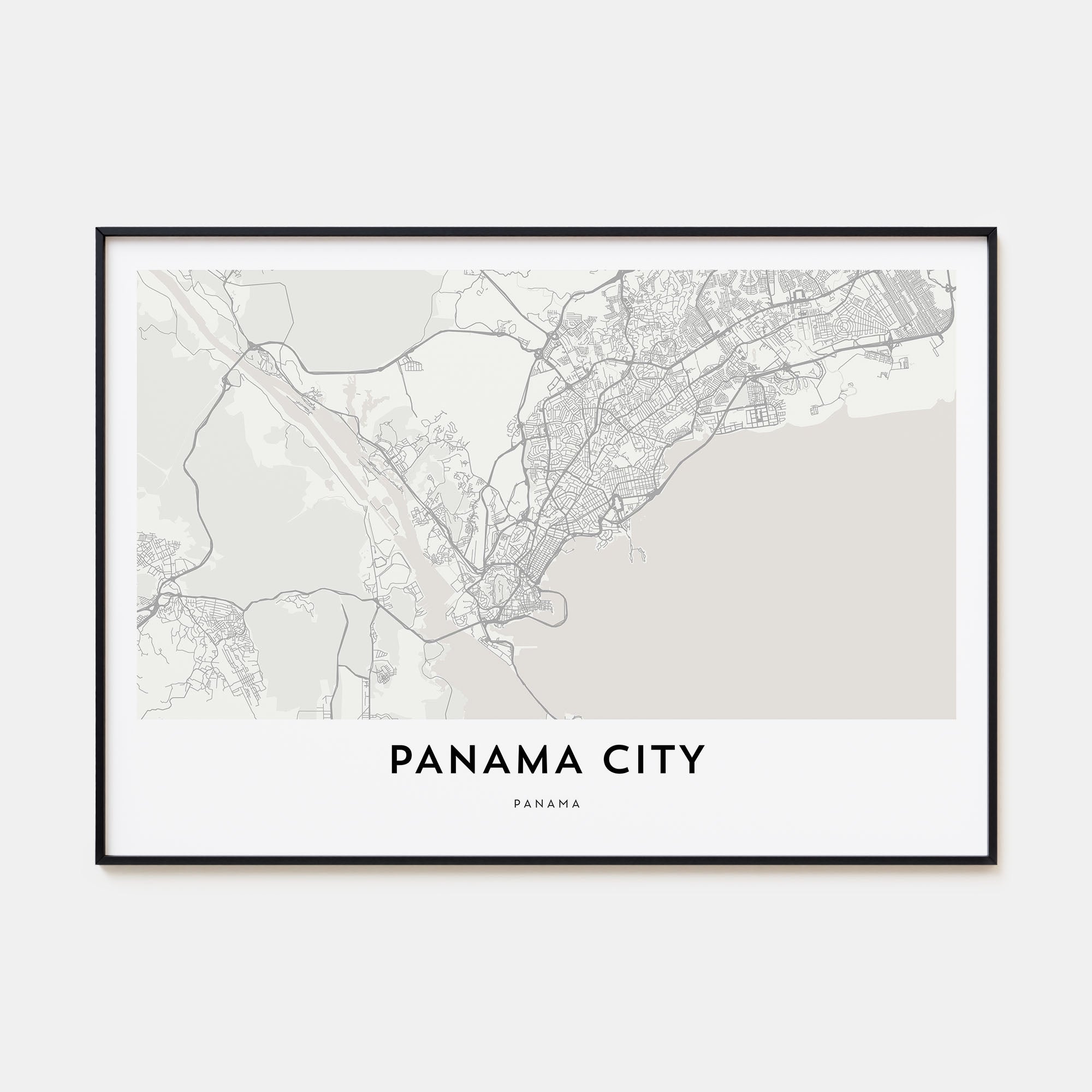 Panama City, Panama Map Landscape Poster