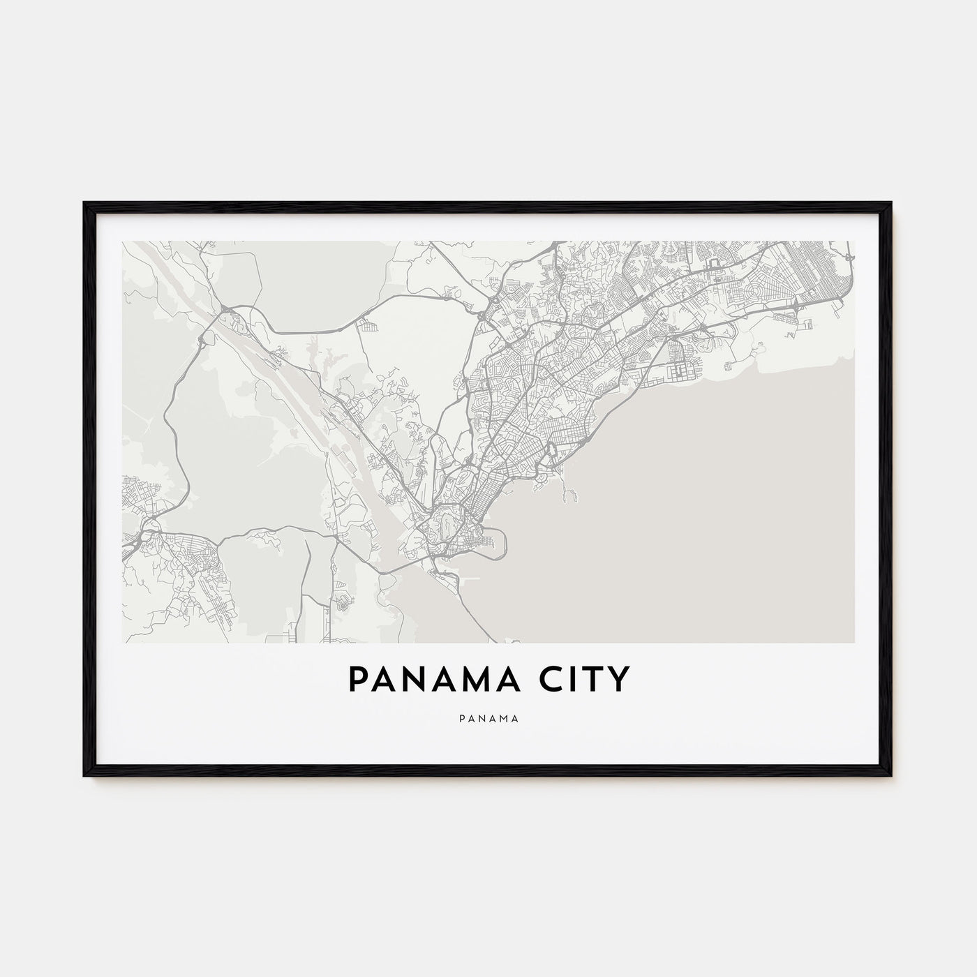 Panama City, Panama Map Landscape Poster