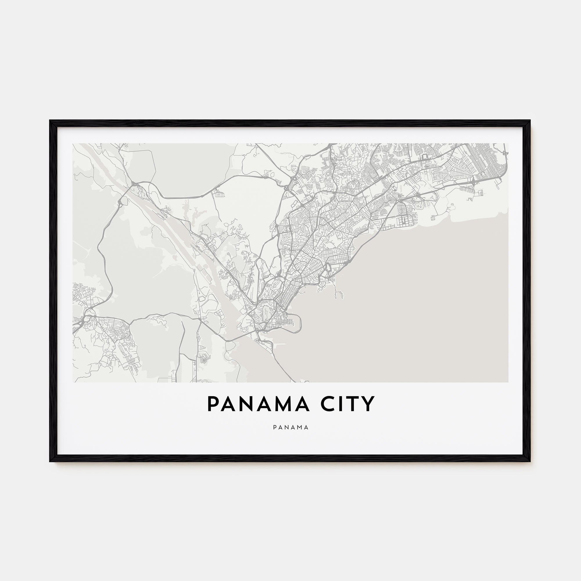 Panama City, Panama Map Landscape Poster