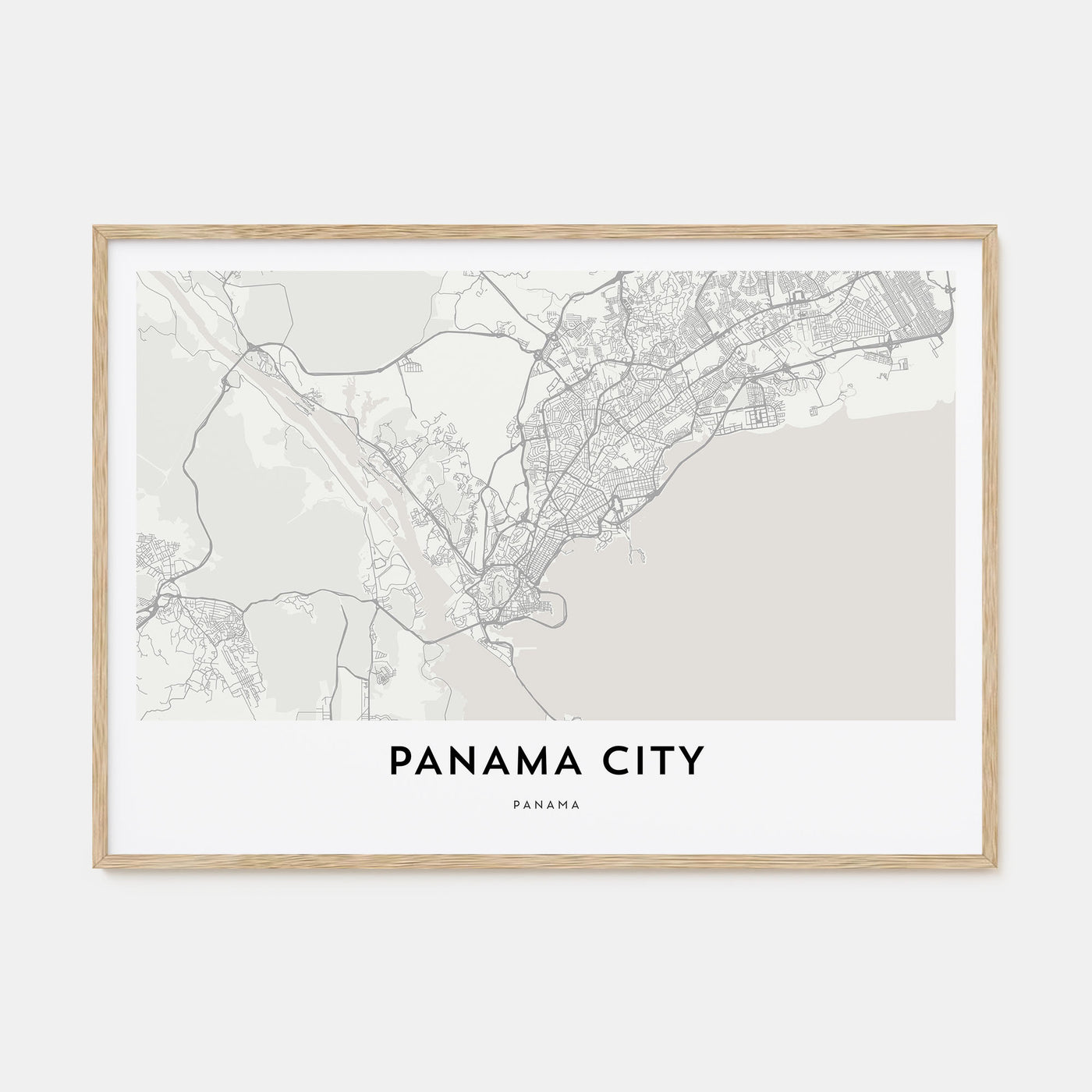 Panama City, Panama Map Landscape Poster