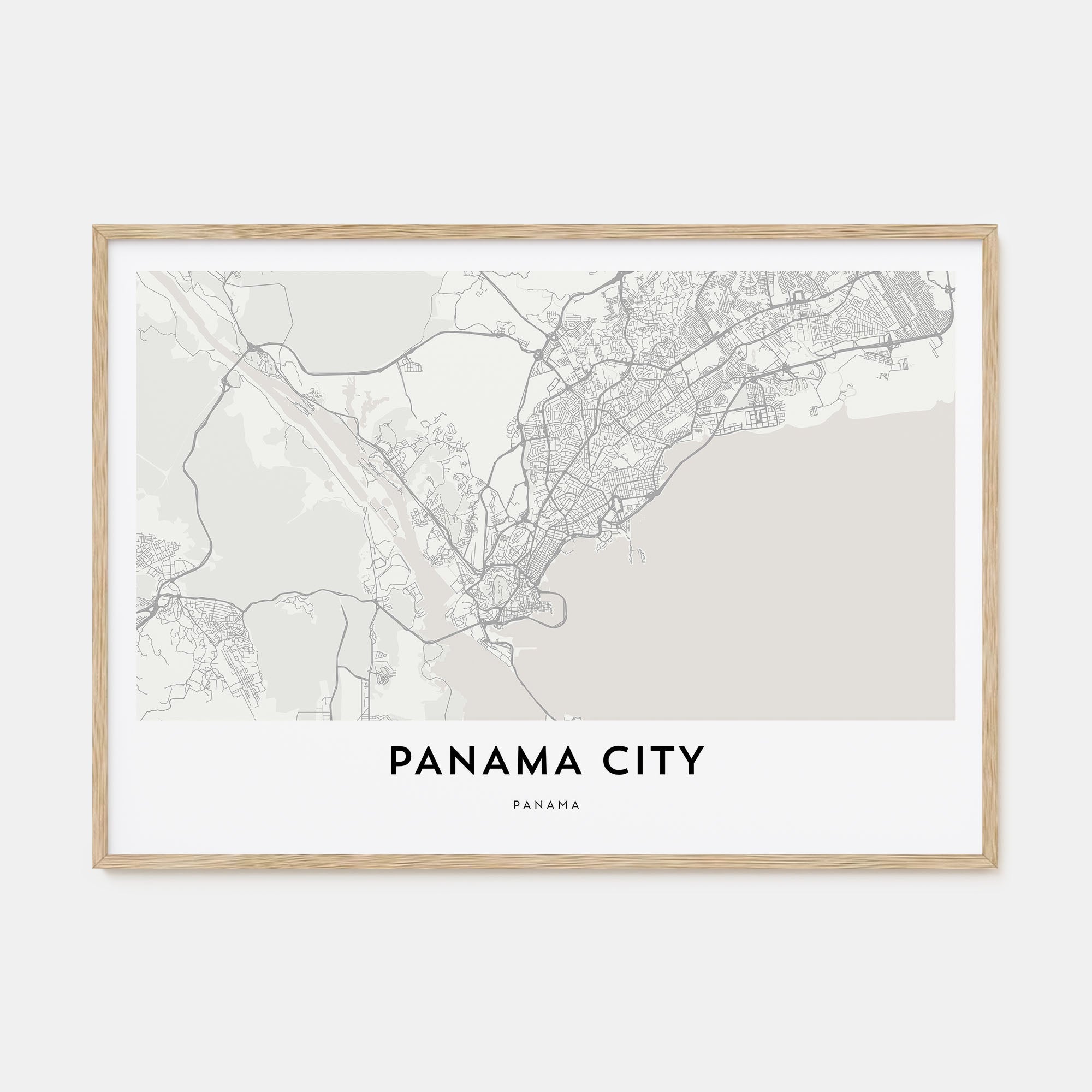 Panama City, Panama Map Landscape Poster