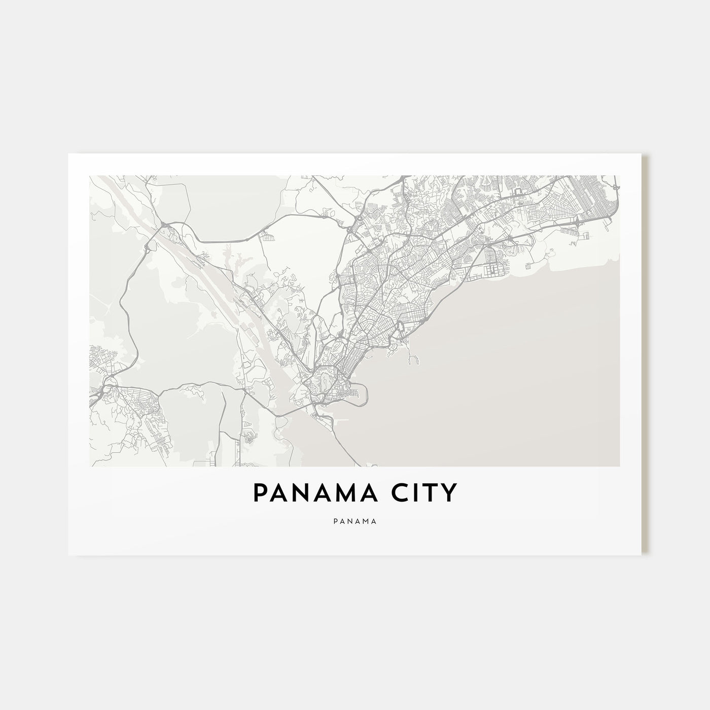 Panama City, Panama Map Landscape Poster