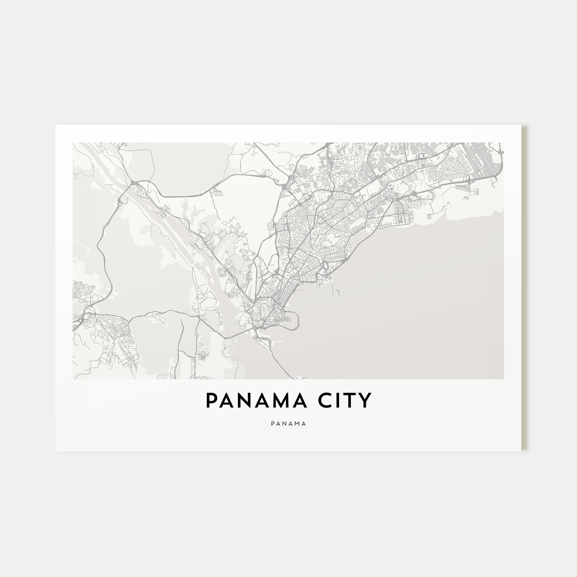 Panama City, Panama Map Landscape Poster