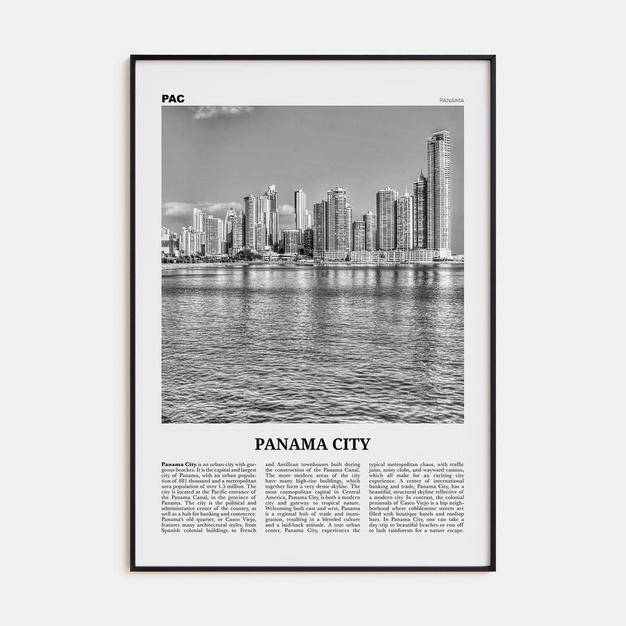 Panama City, Panama Travel B&W No 1 Poster