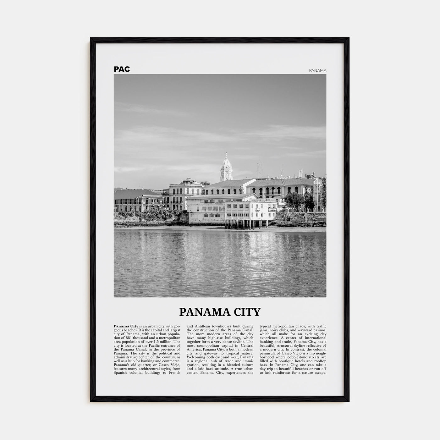 Panama City, Panama Travel B&W No 2 Poster