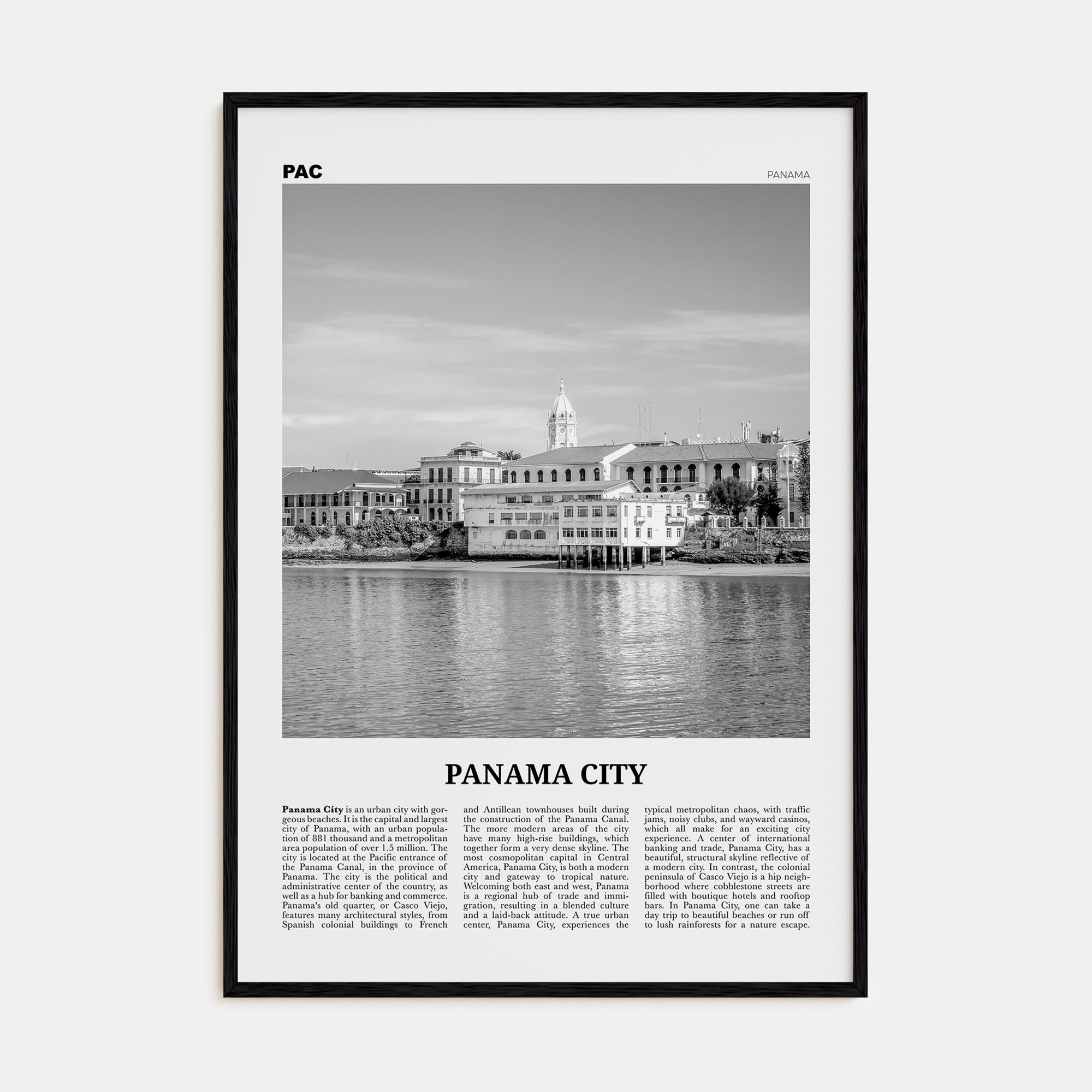 Panama City, Panama Travel B&W No 2 Poster