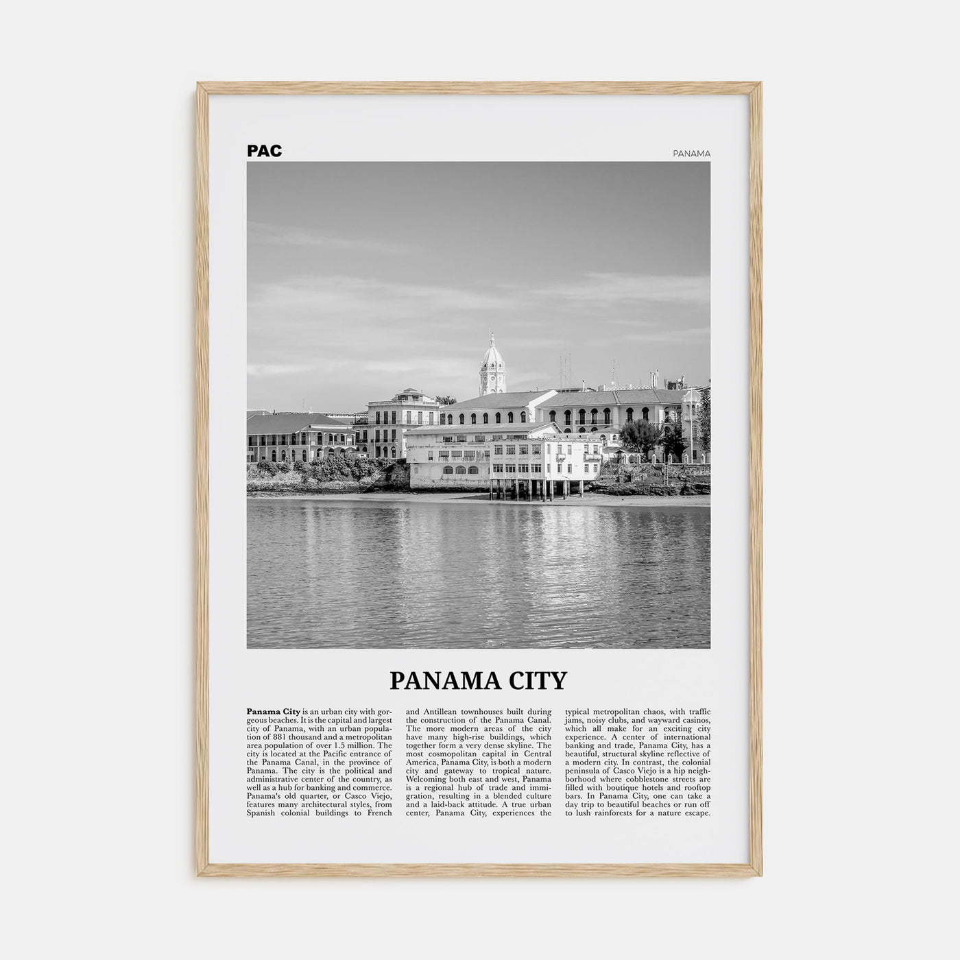 Panama City, Panama Travel B&W No 2 Poster