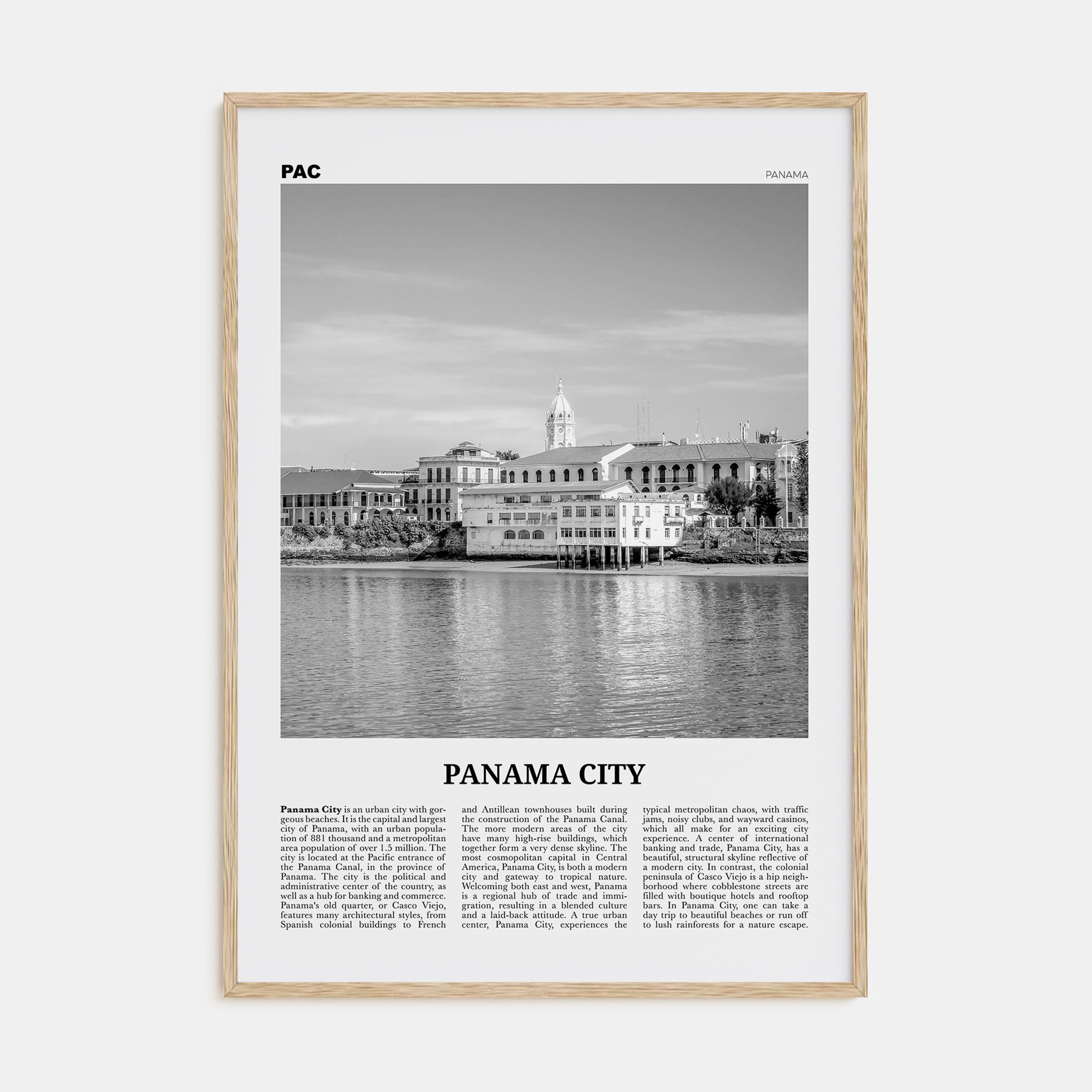 Panama City, Panama Travel B&W No 2 Poster