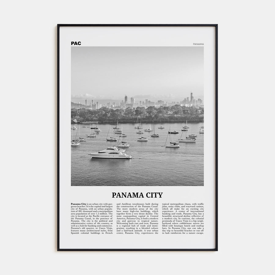 Panama City, Panama Travel B&W No 3 Poster