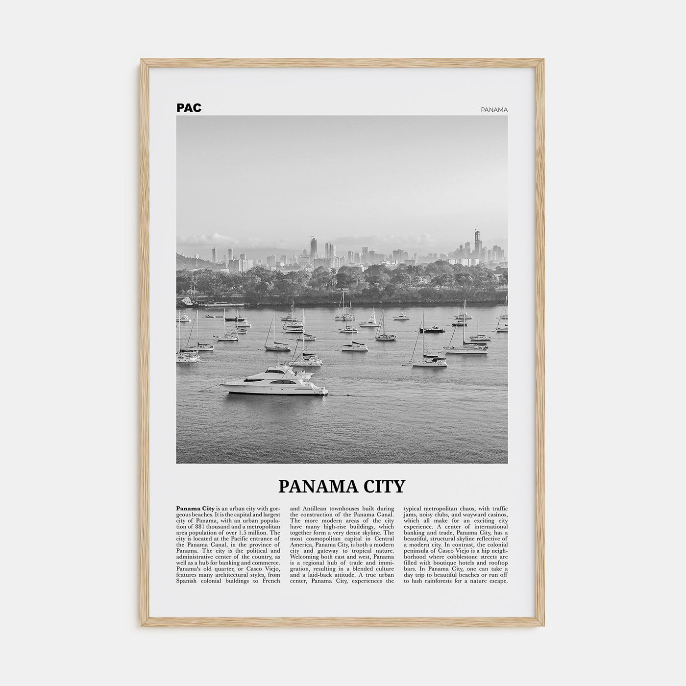 Panama City, Panama Travel B&W No 3 Poster