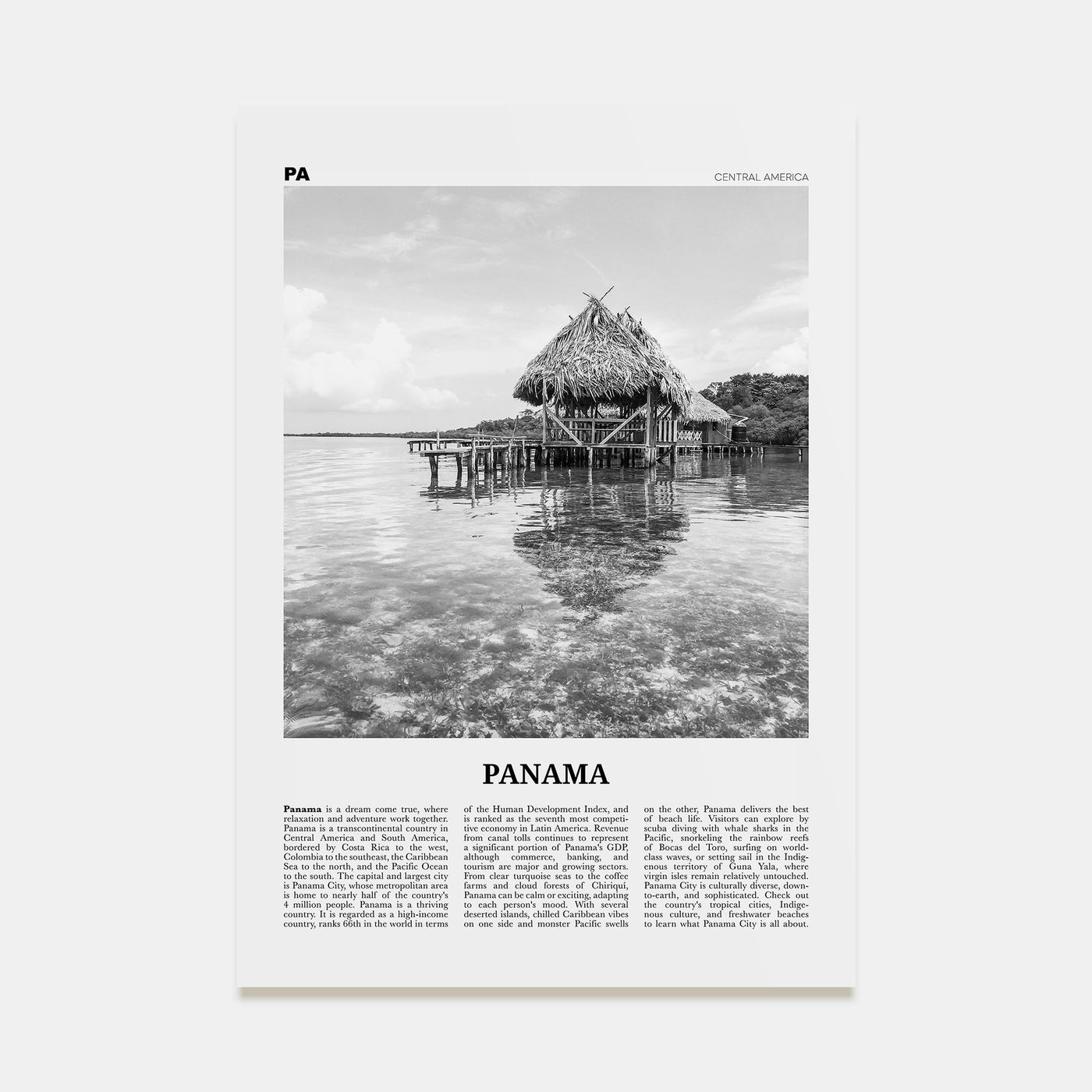 Panama Travel B&W No 2 Poster