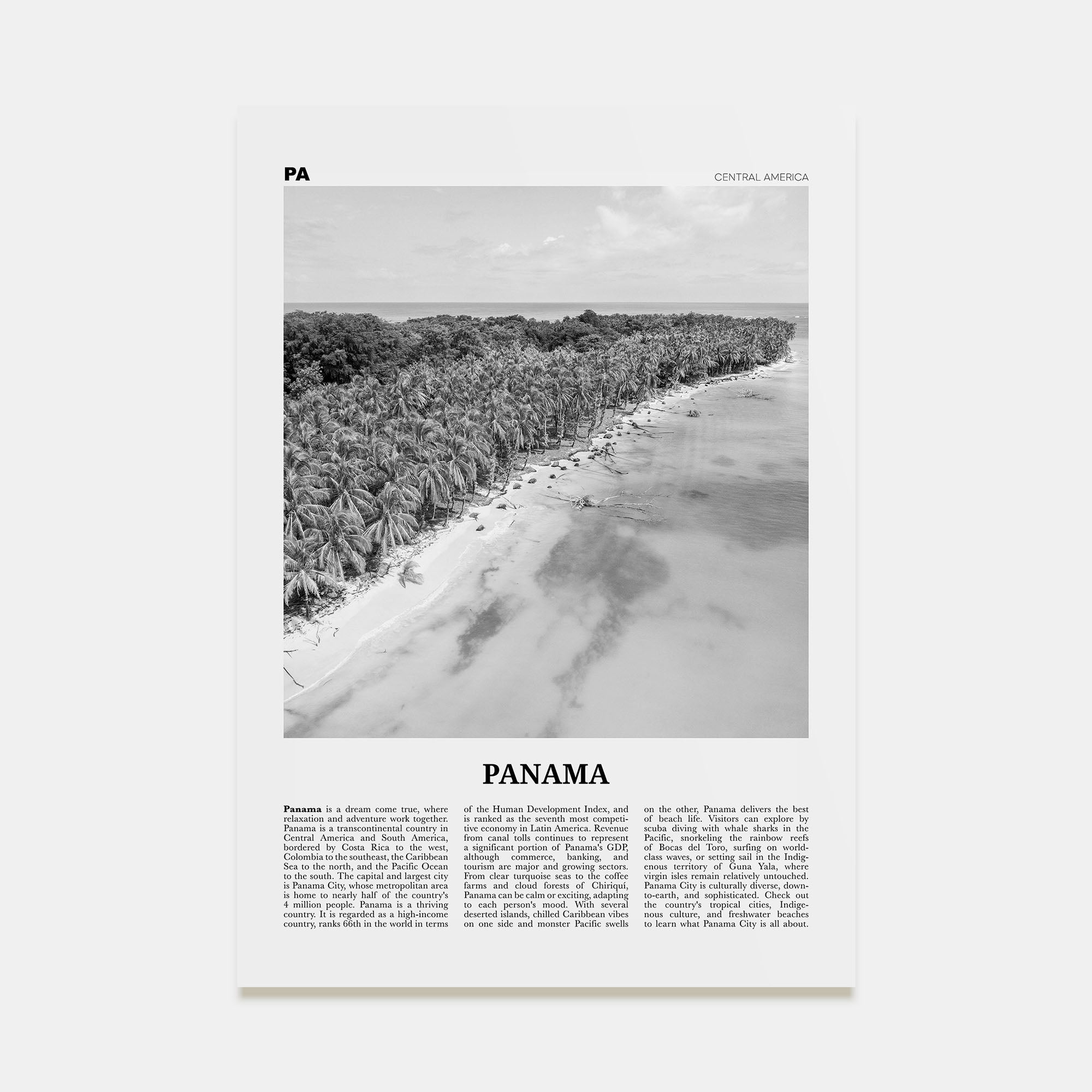 Panama Travel B&W No 3 Poster