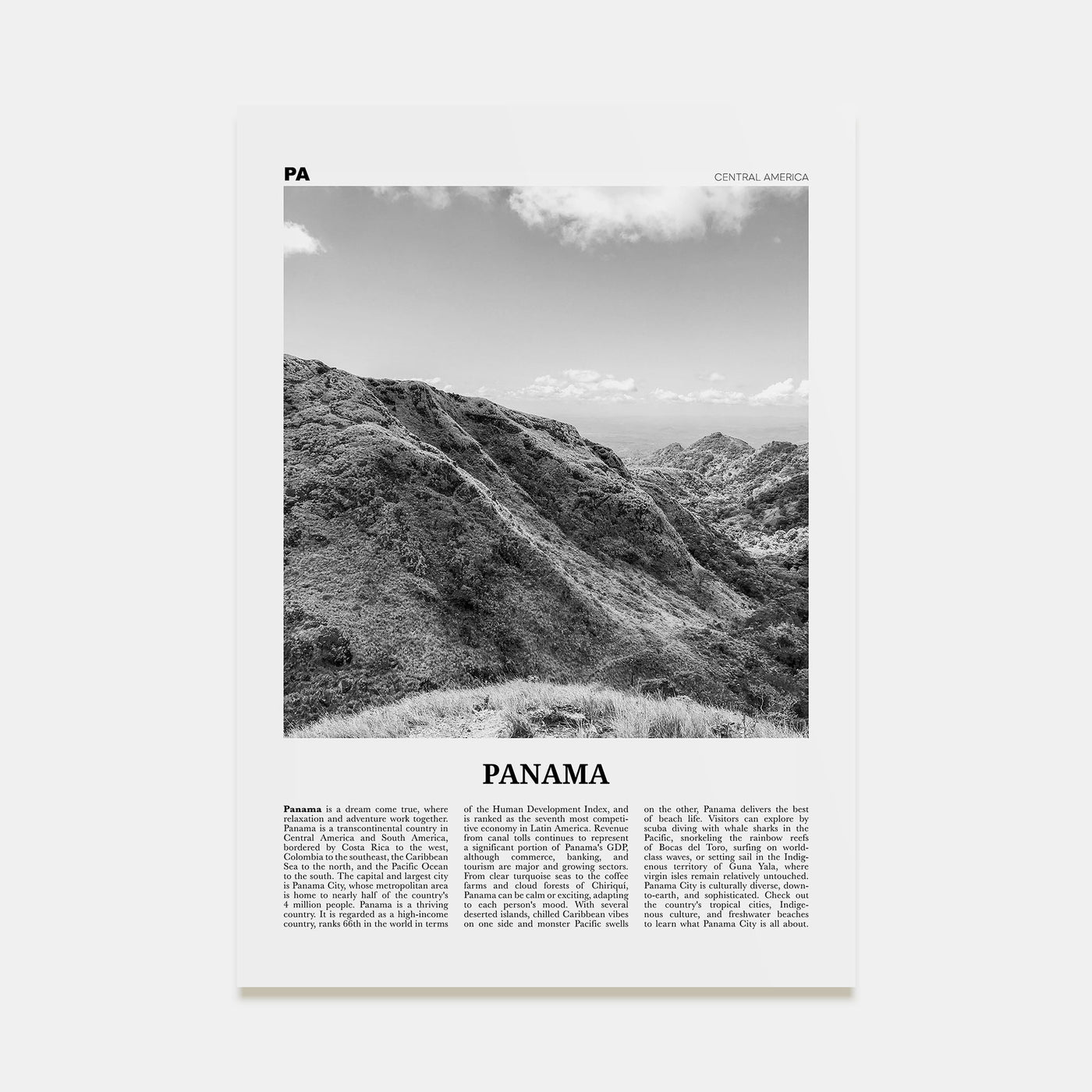 Panama Travel B&W No 5 Poster
