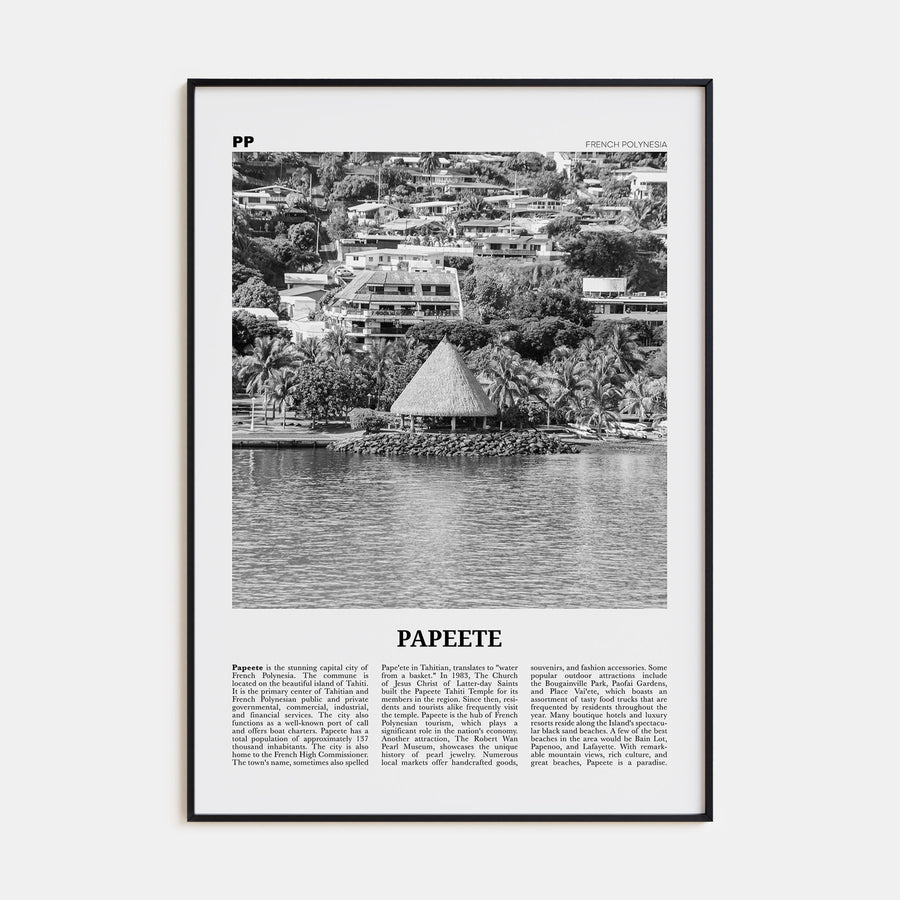 Papeete Travel B&W Poster