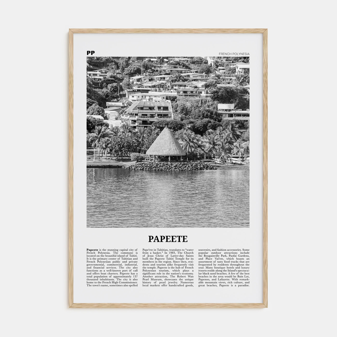 Papeete Travel B&W Poster
