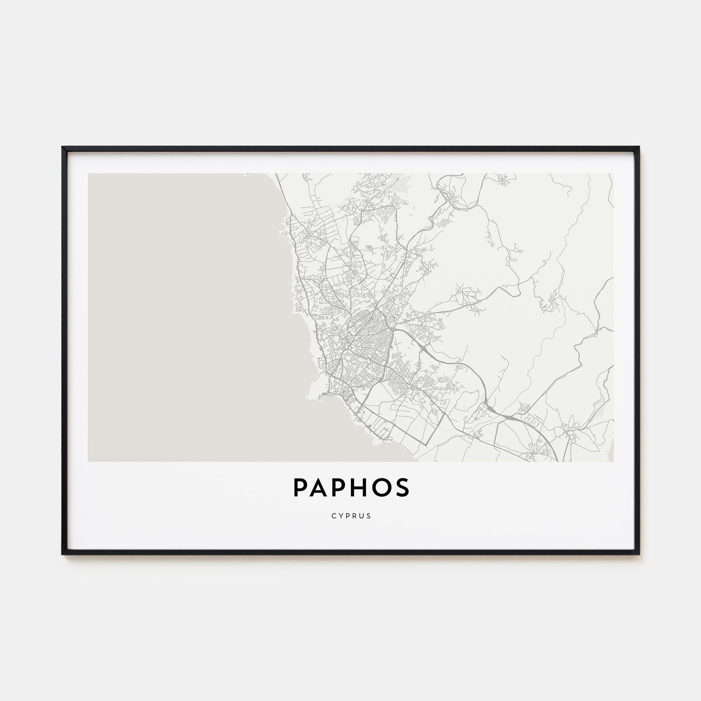 Paphos Map Landscape Poster