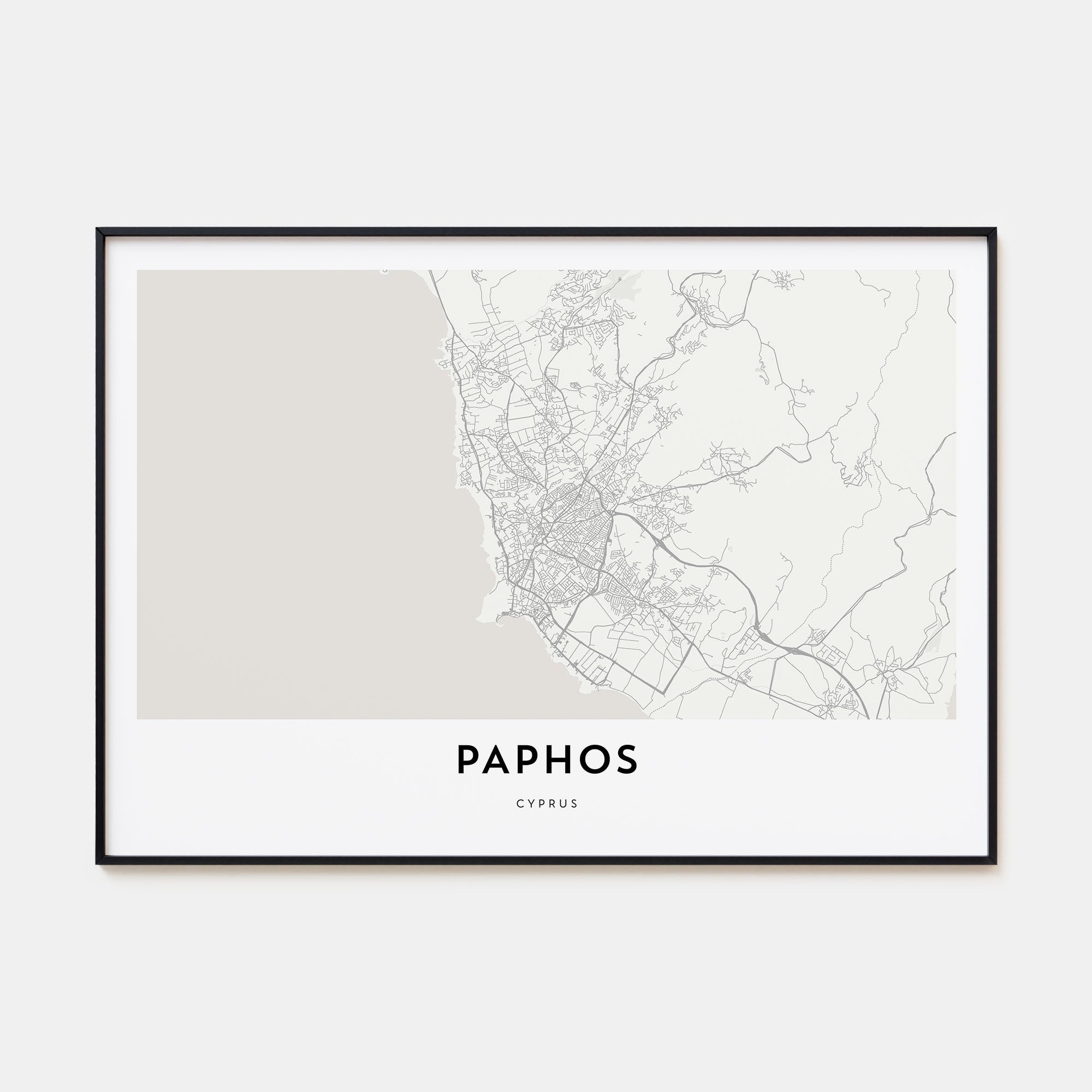 Paphos Map Landscape Poster