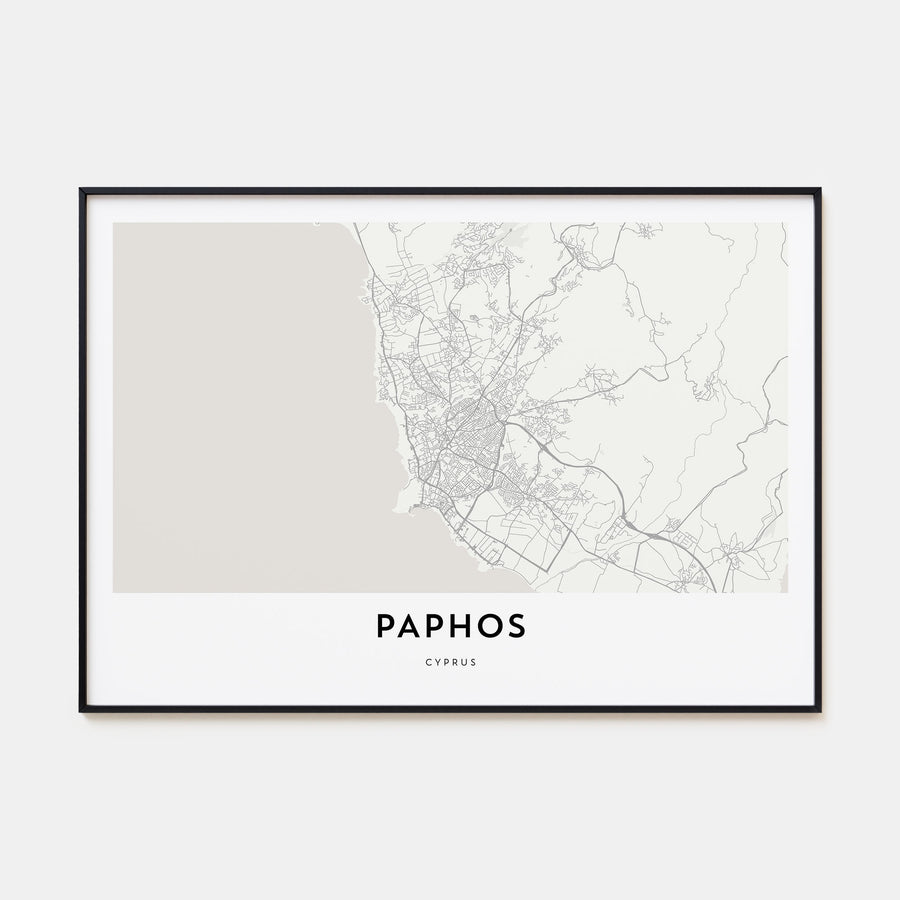 Paphos Map Landscape Poster
