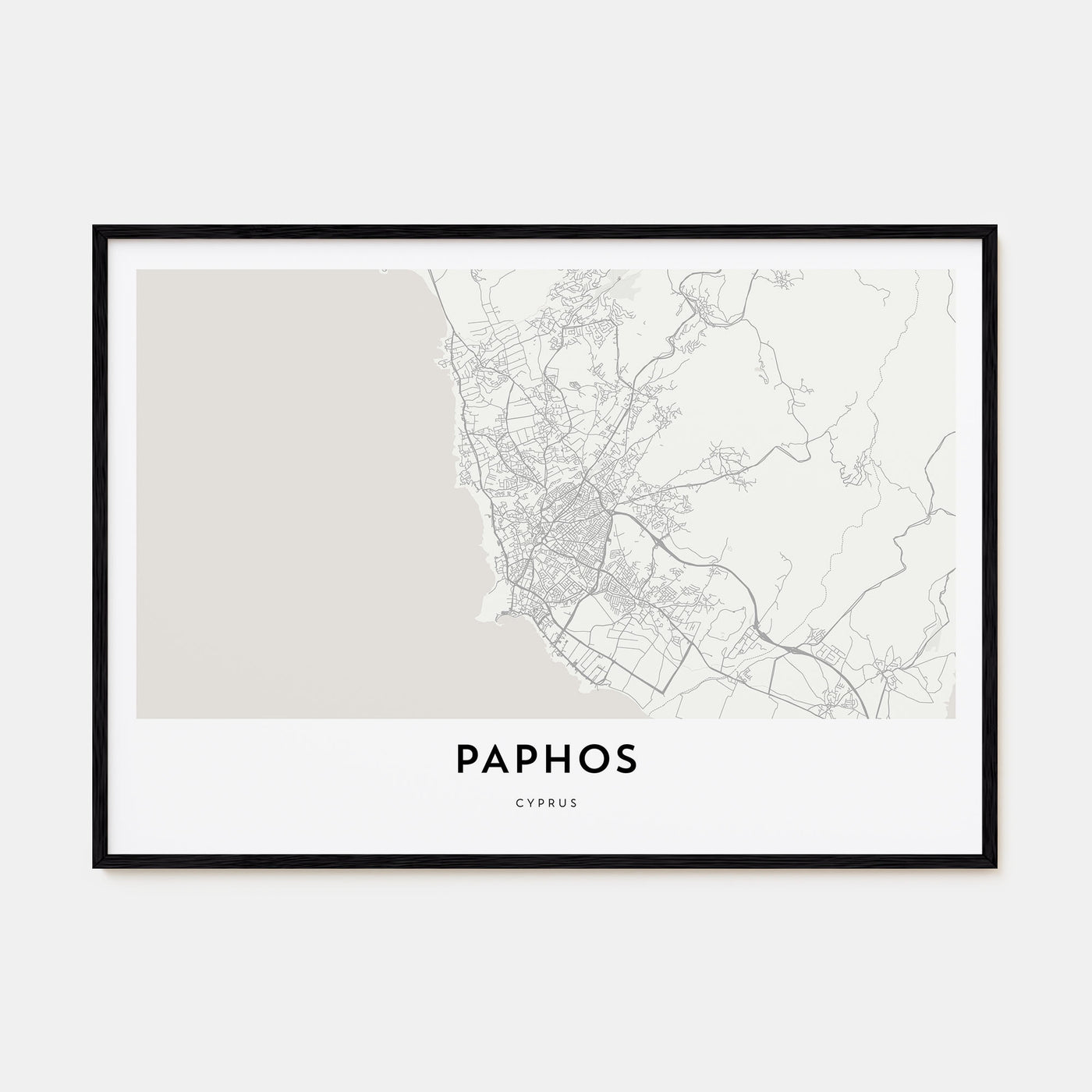 Paphos Map Landscape Poster