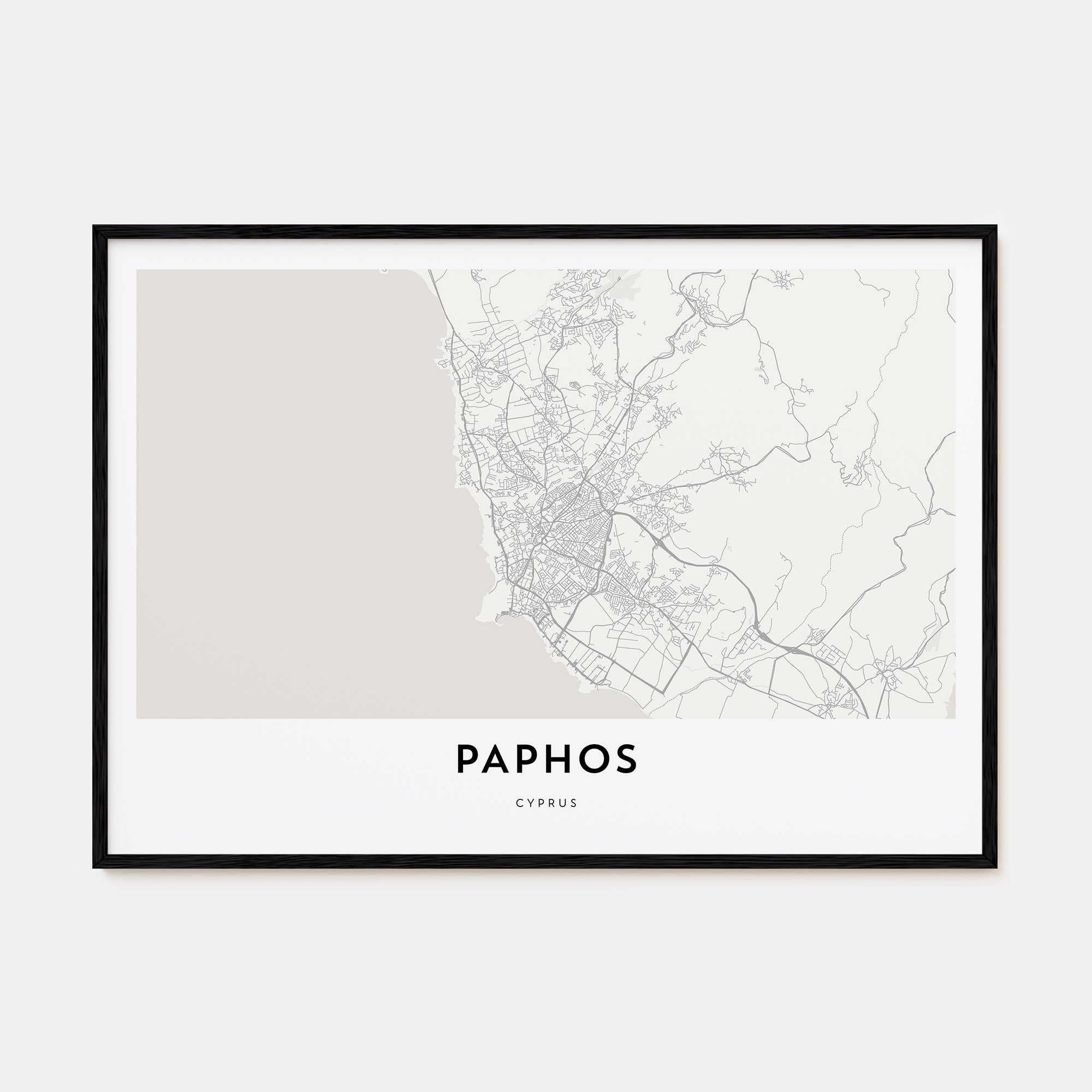 Paphos Map Landscape Poster