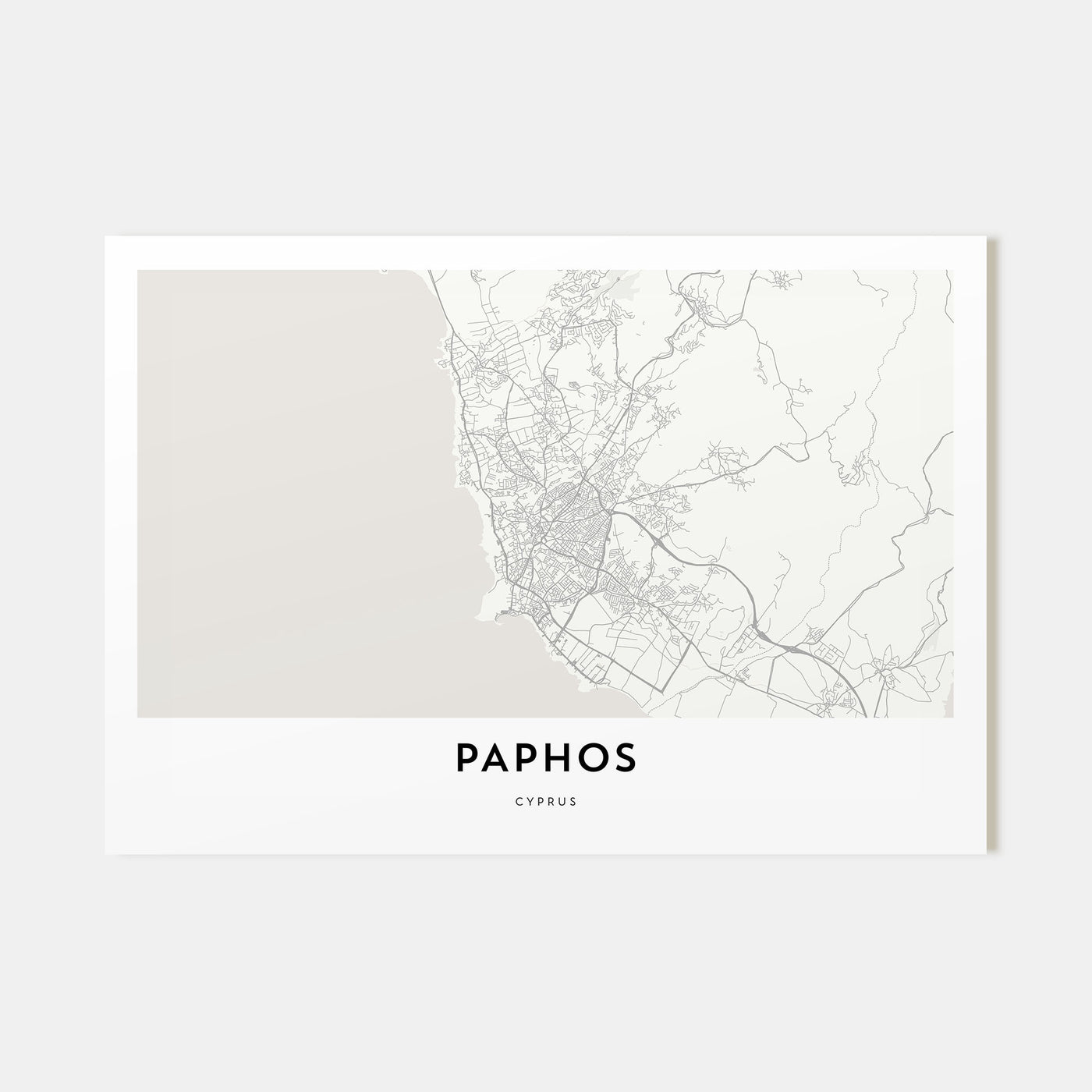 Paphos Map Landscape Poster