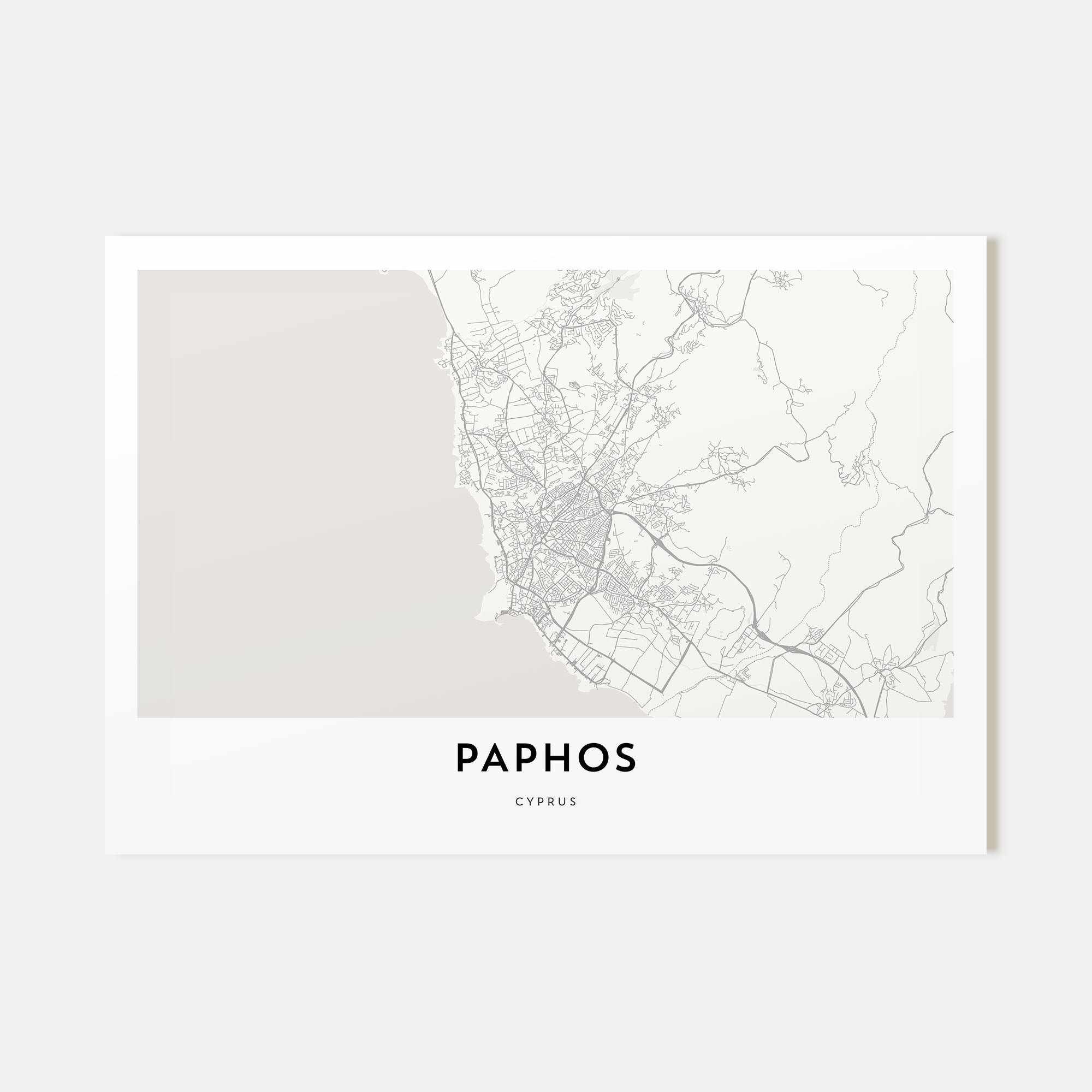 Paphos Map Landscape Poster