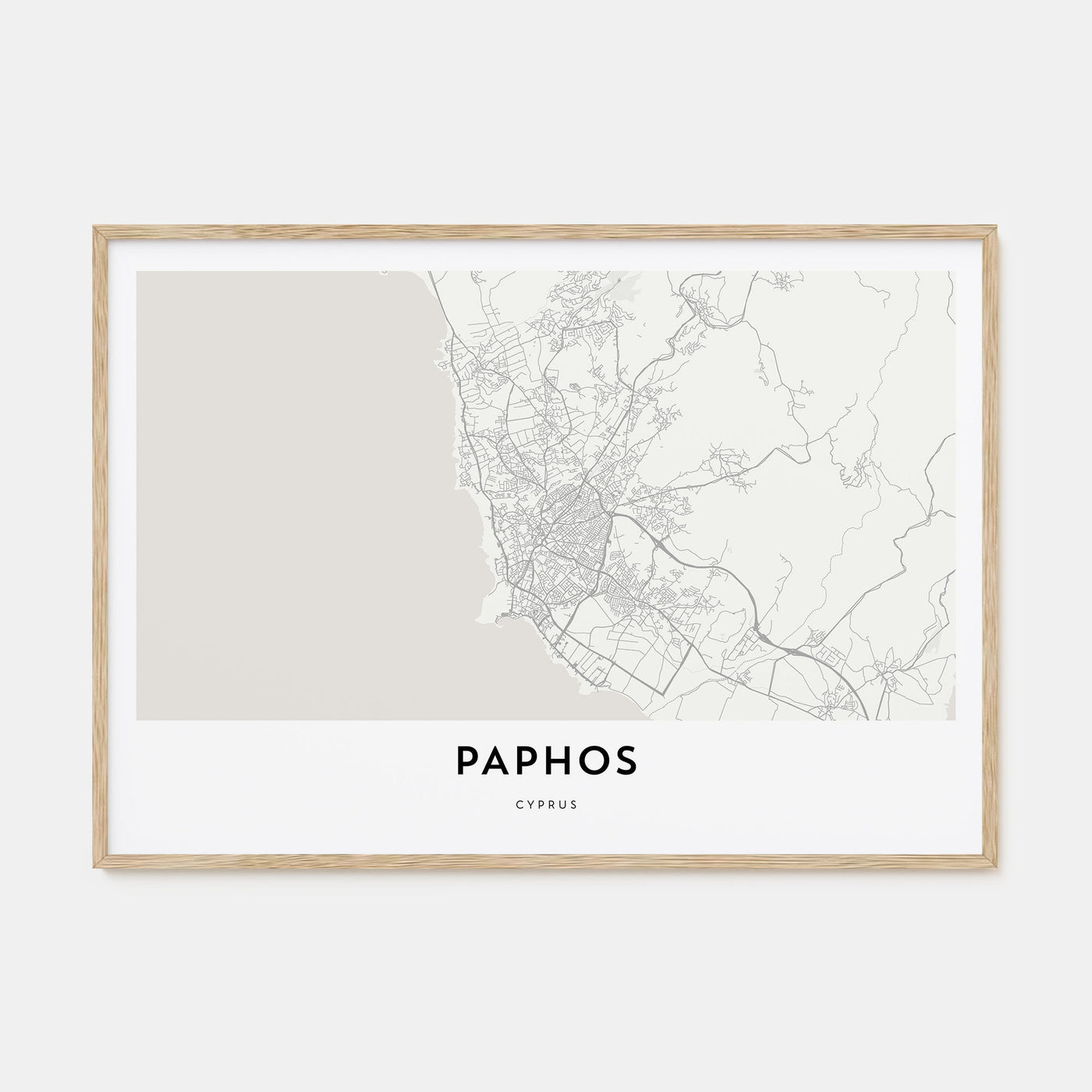 Paphos Map Landscape Poster