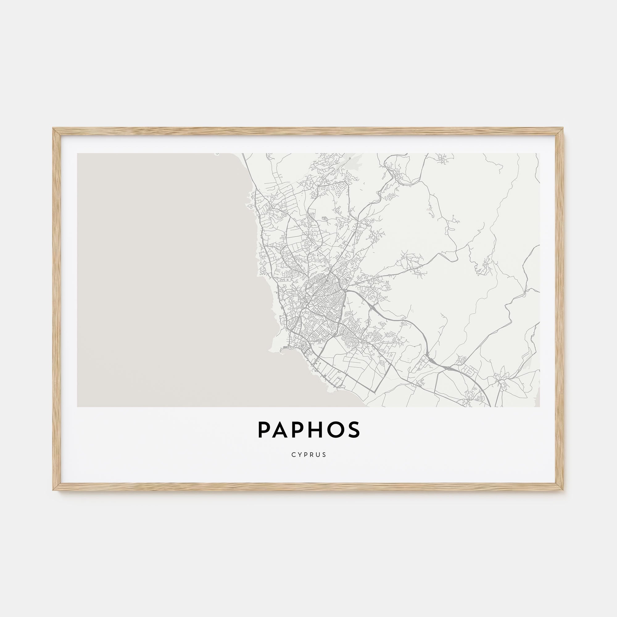 Paphos Map Landscape Poster