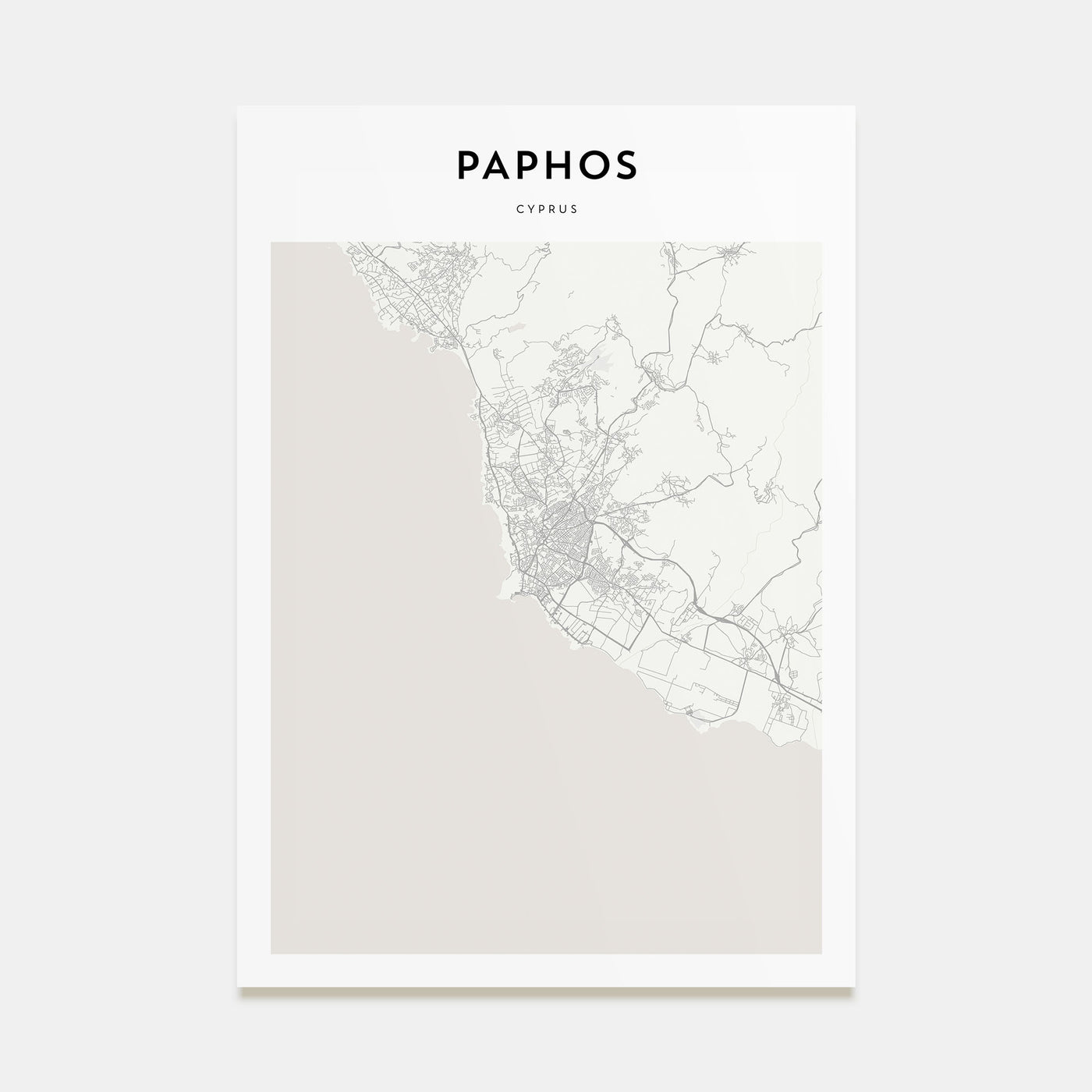 Paphos Map Portrait Poster